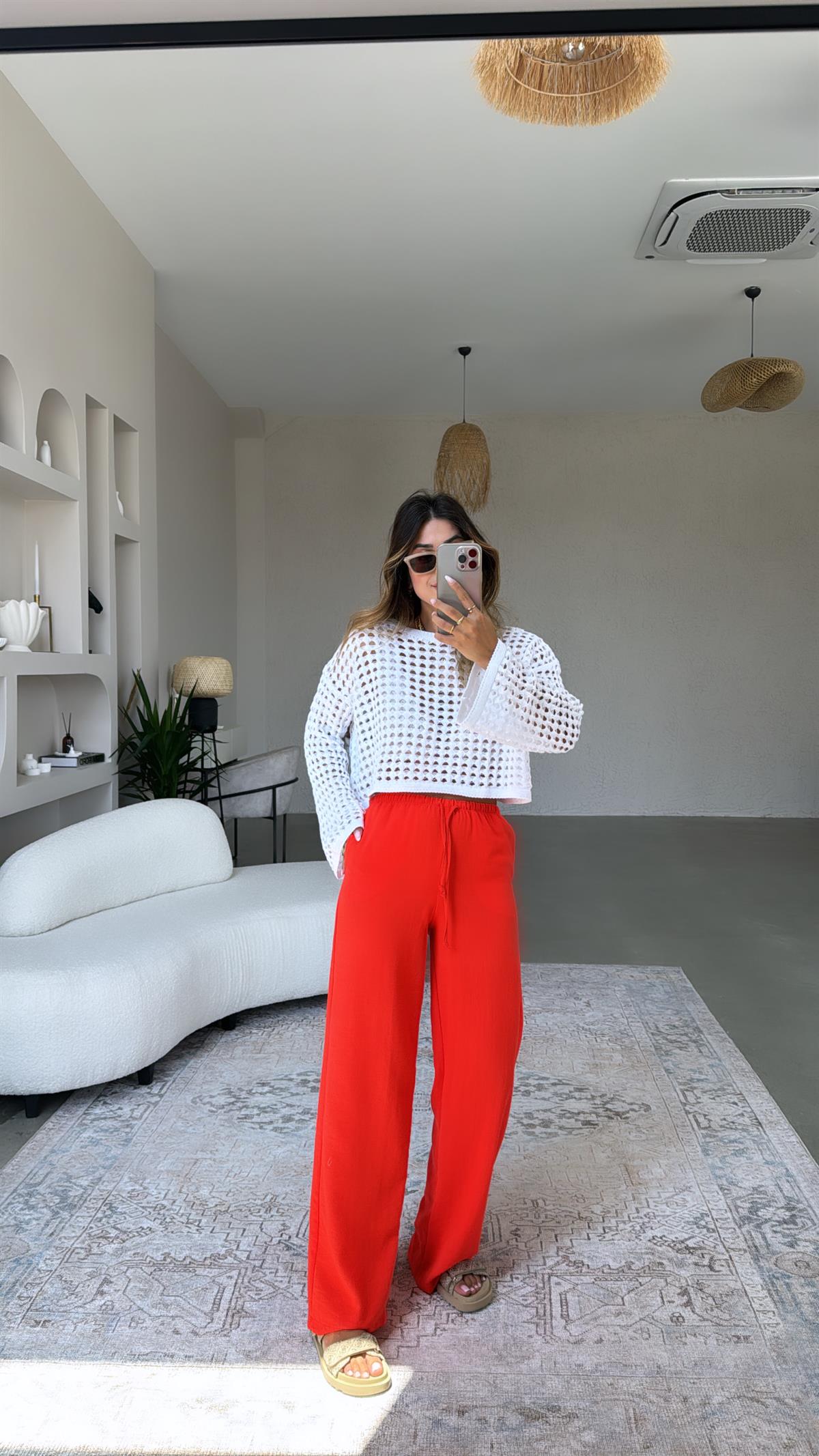 Narçiçeği Keten Pantolon