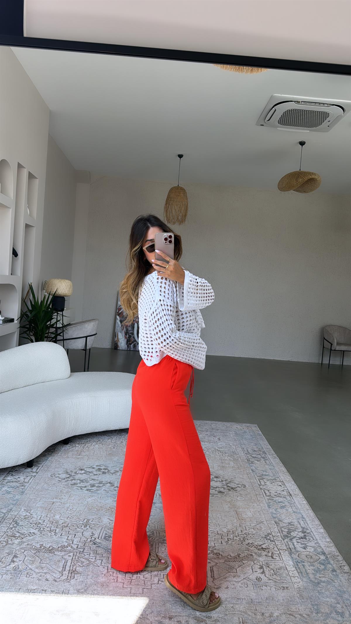 Narçiçeği Keten Pantolon