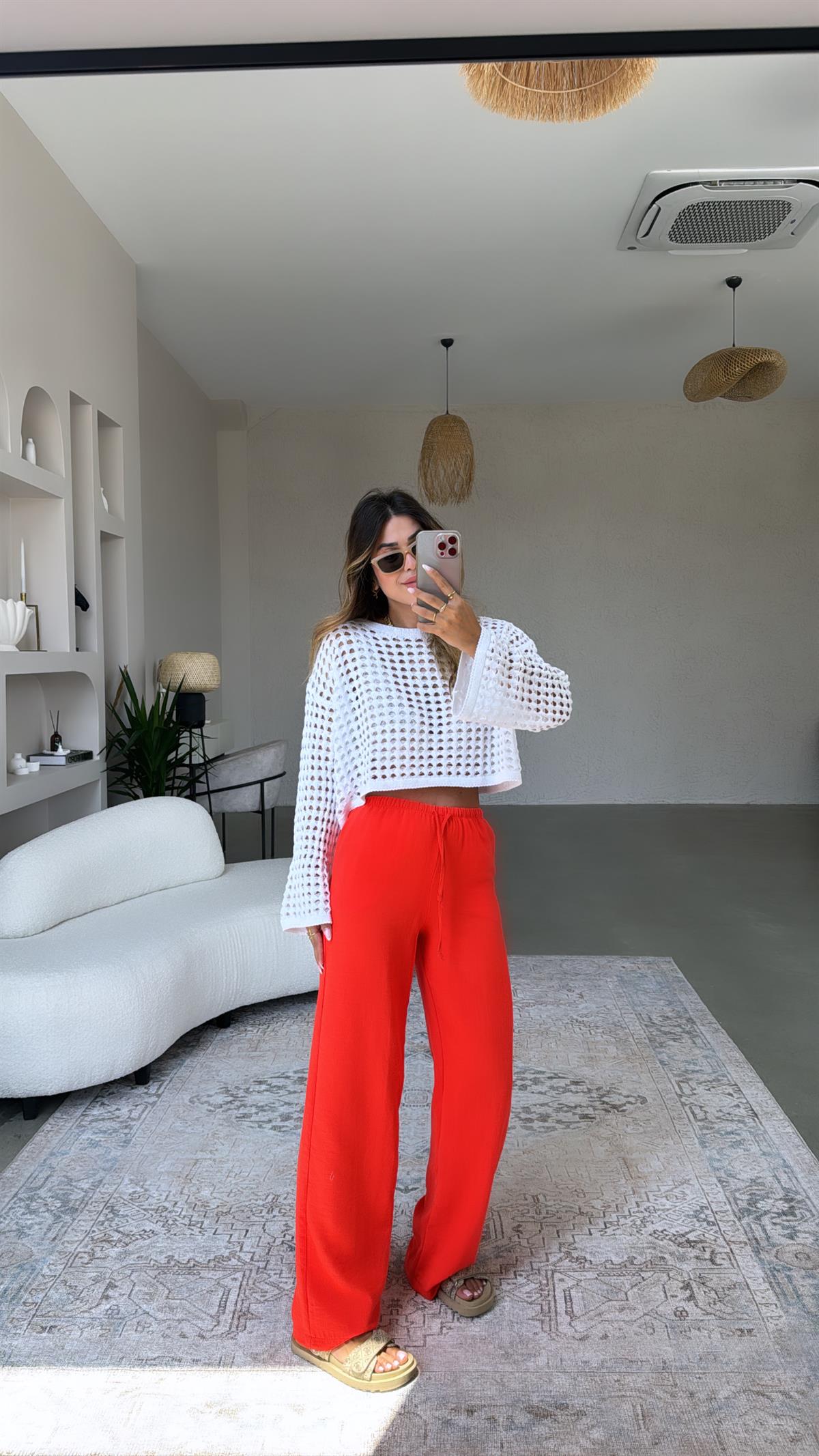 Narçiçeği Keten Pantolon