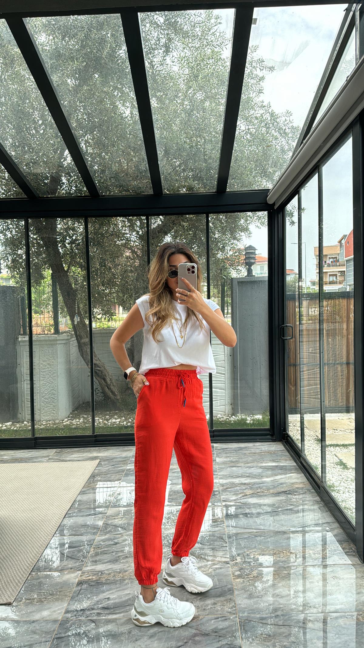 Narçiçeği Müslin Pantolon