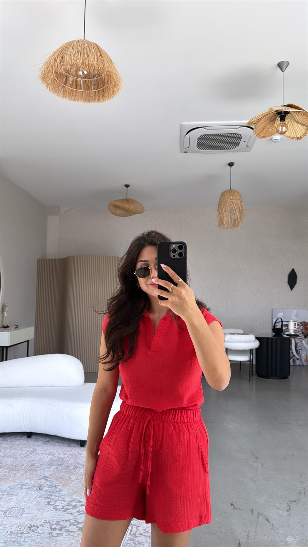 Narçiçeği Müslin Şortlu Takım