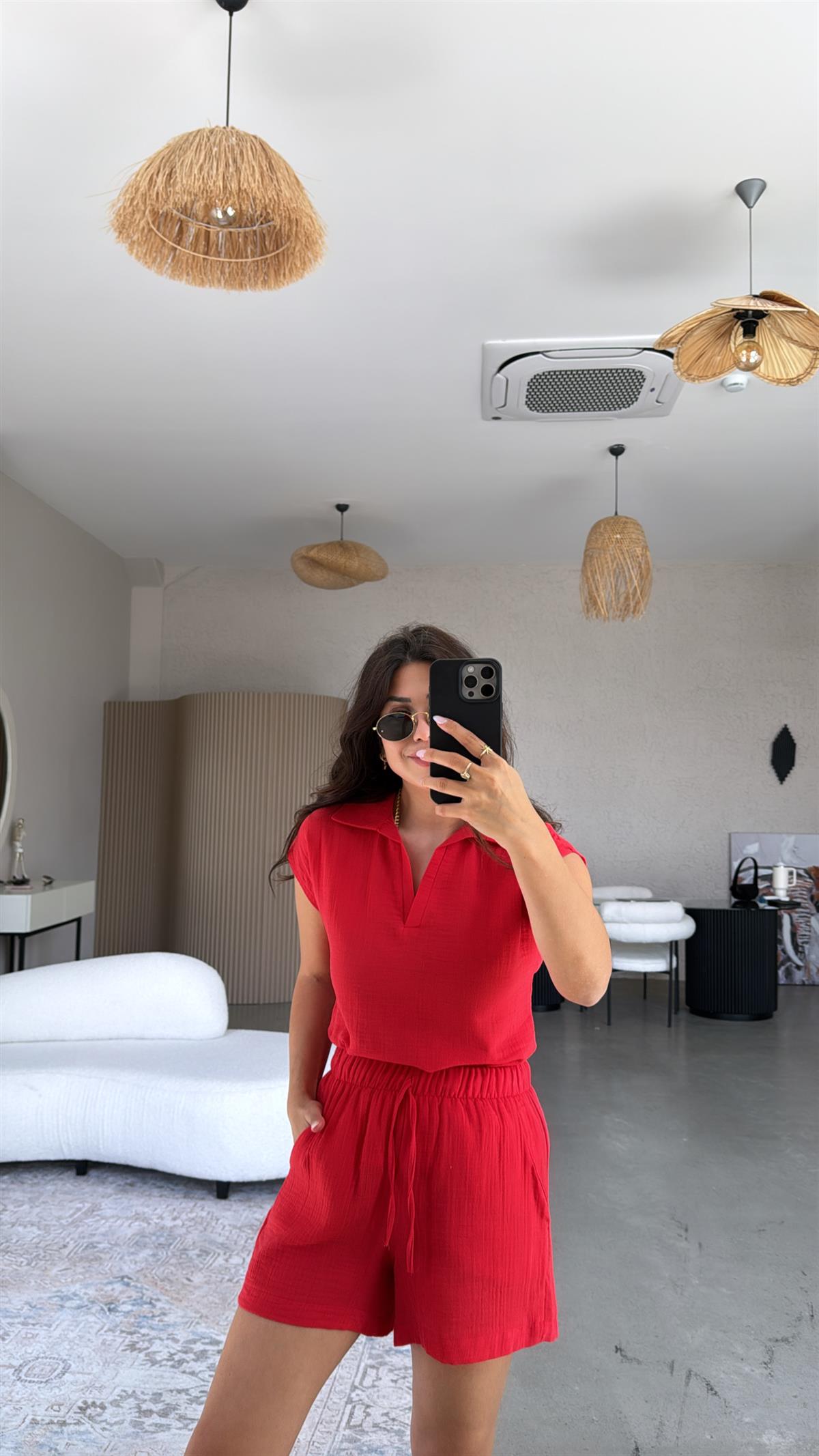 Narçiçeği Müslin Şortlu Takım