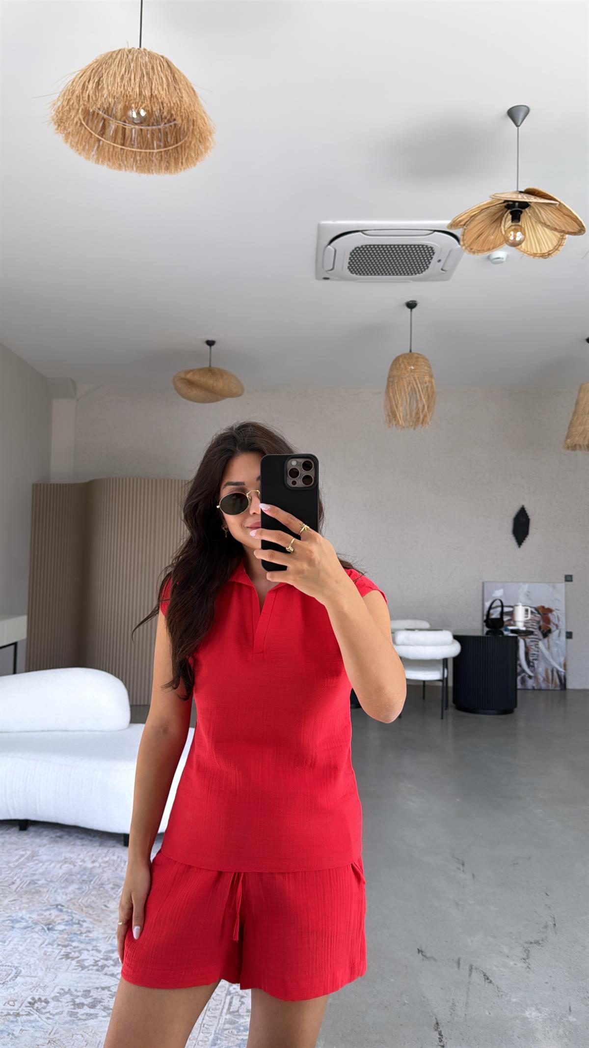 Narçiçeği Müslin Şortlu Takım