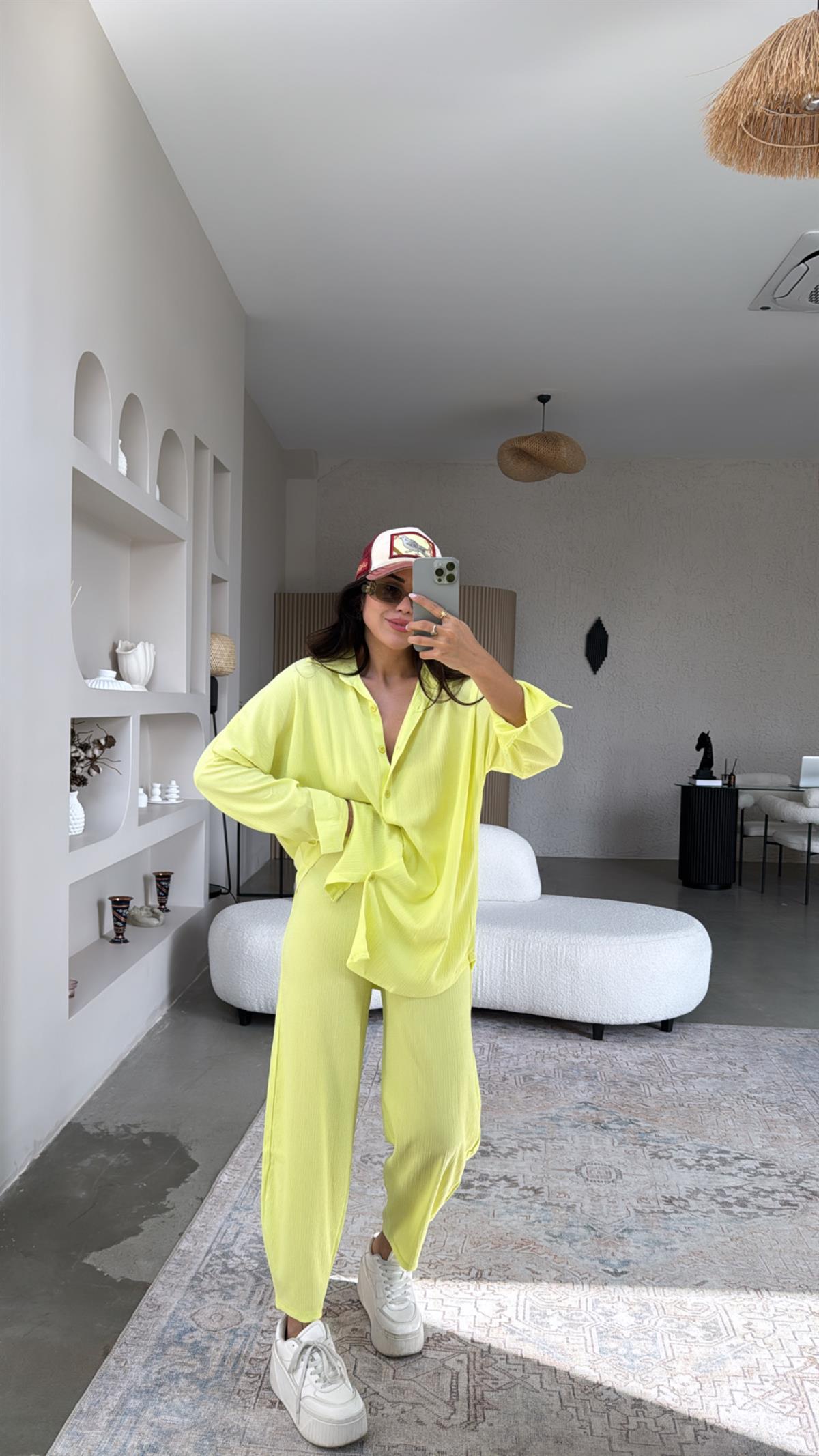 Neon Bürümcük Gömlek Pantolon Takım