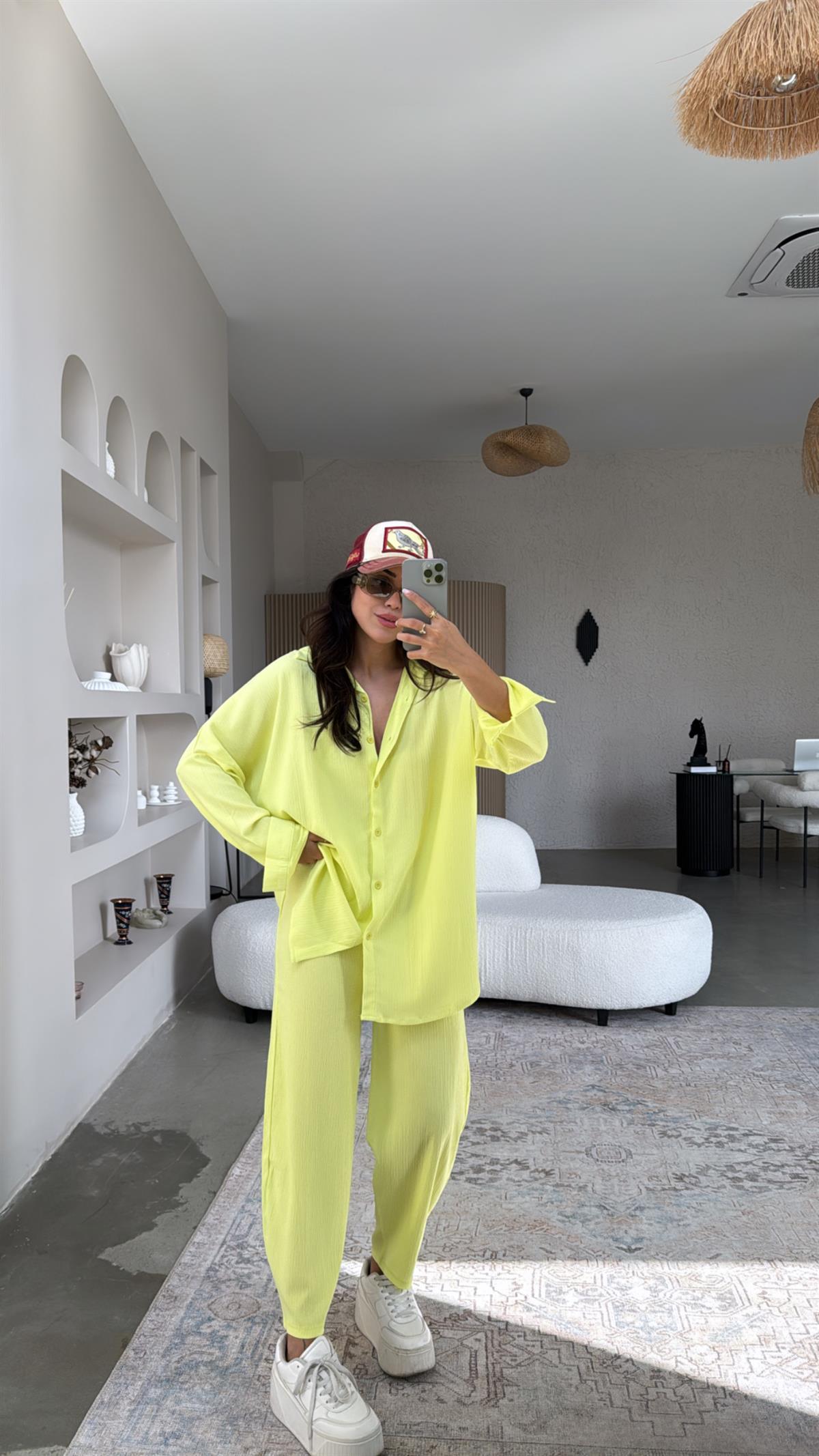 Neon Bürümcük Gömlek Pantolon Takım