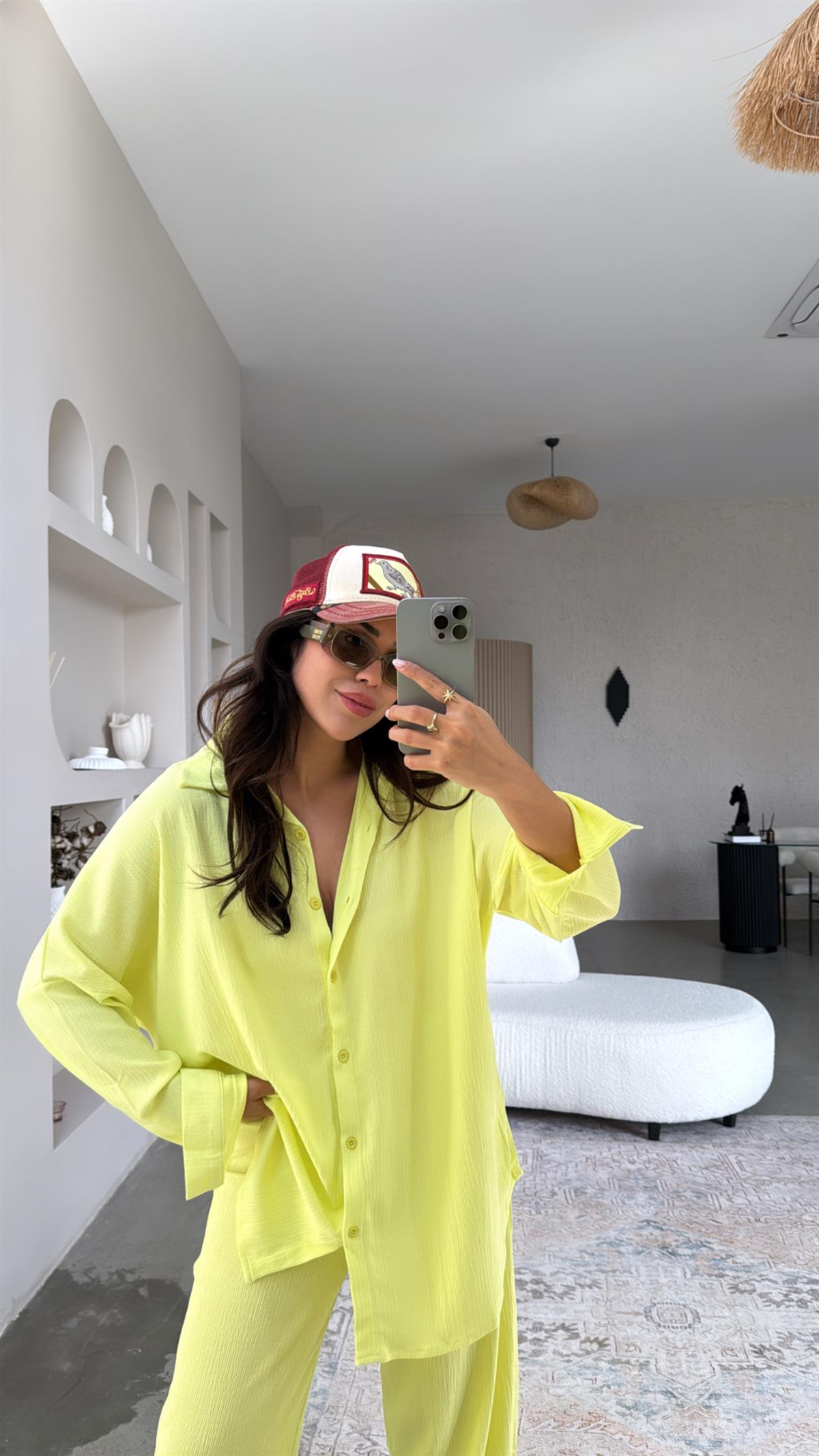 Neon Bürümcük Gömlek Pantolon Takım