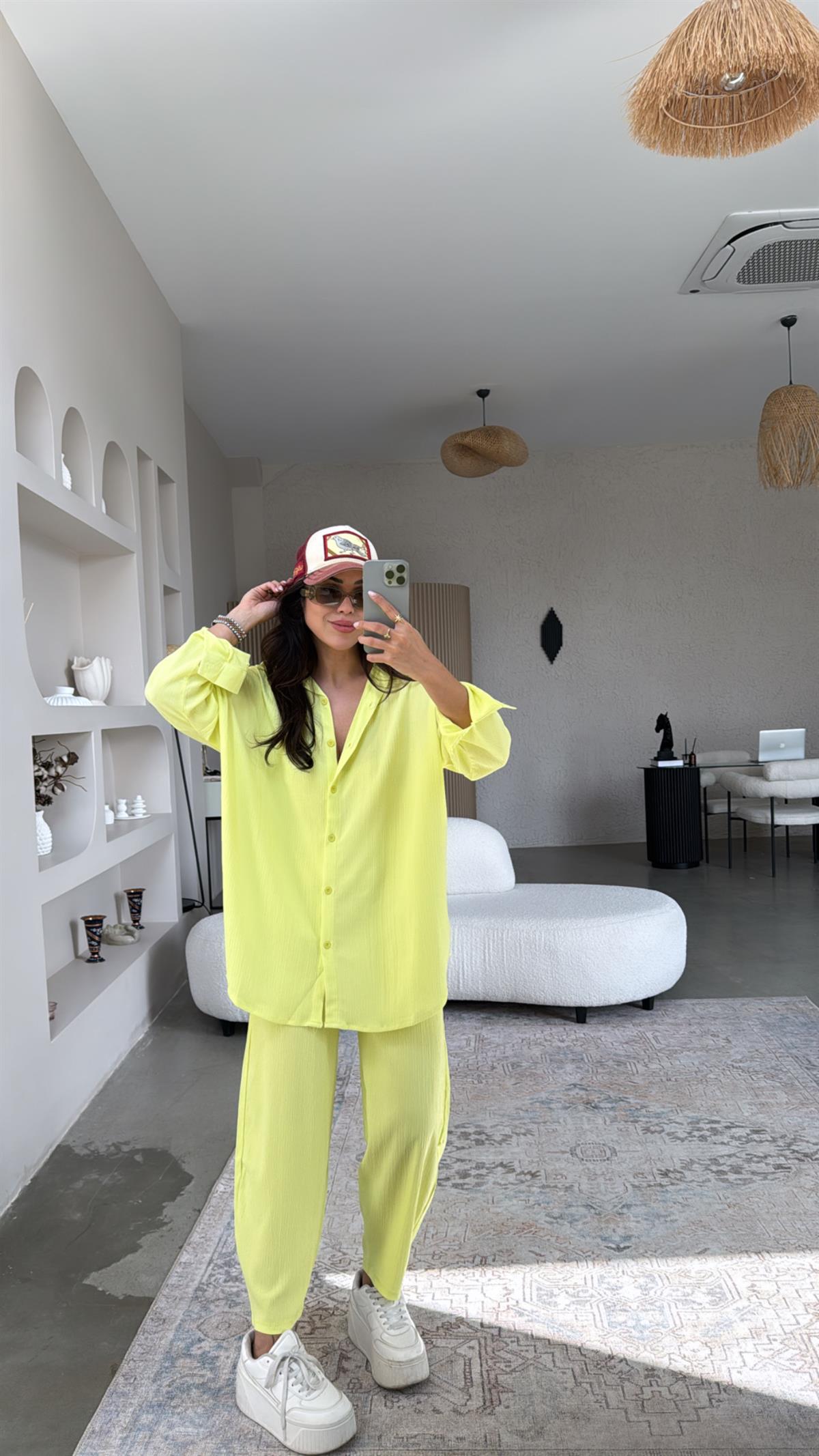 Neon Bürümcük Gömlek Pantolon Takım