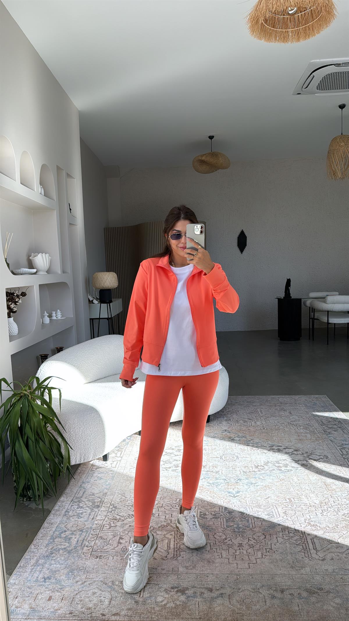 Neon Turuncu Orijinal Oys Toparlayıcı Tayt Ceket Takım