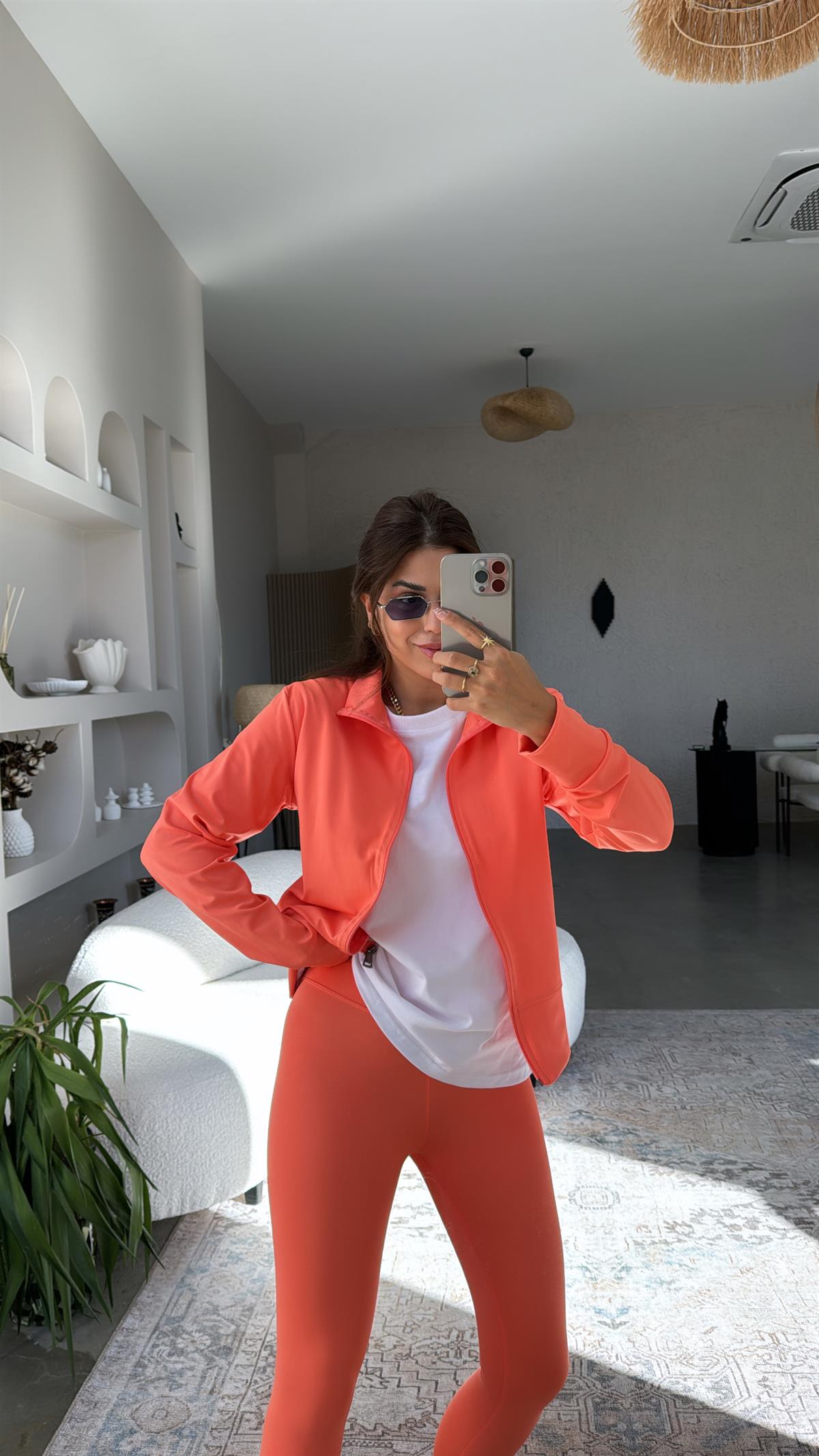 Neon Turuncu Orijinal Oys Toparlayıcı Tayt Ceket Takım