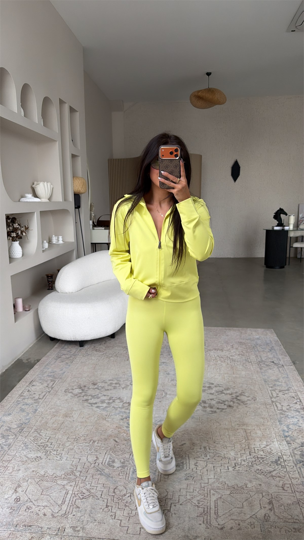 Neon Yeşili Oys Orijinal Tayt Ceket Takım