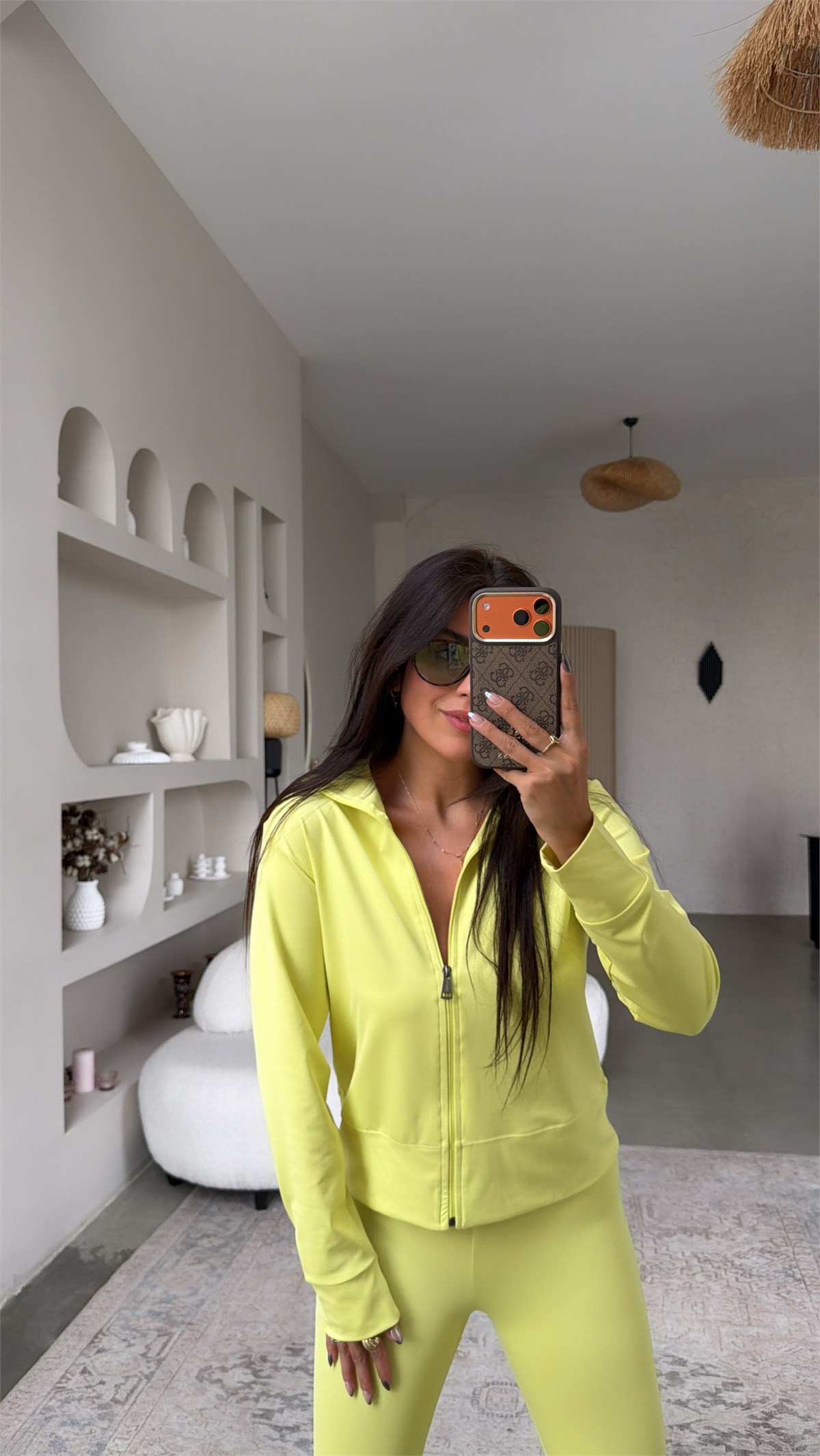 Neon Yeşili Oys Orijinal Tayt Ceket Takım
