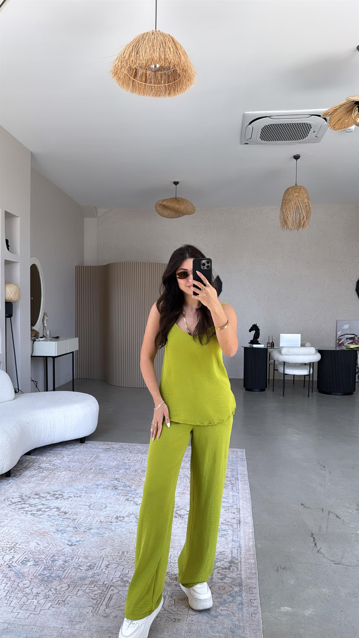 Olive İp Askılı Basic Tiril Takım