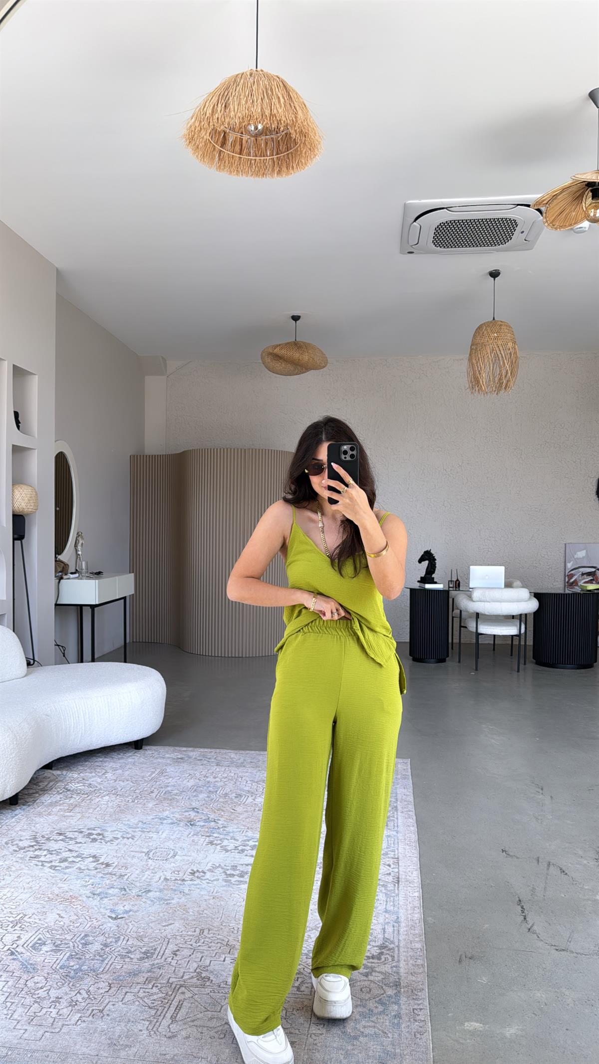 Olive İp Askılı Basic Tiril Takım