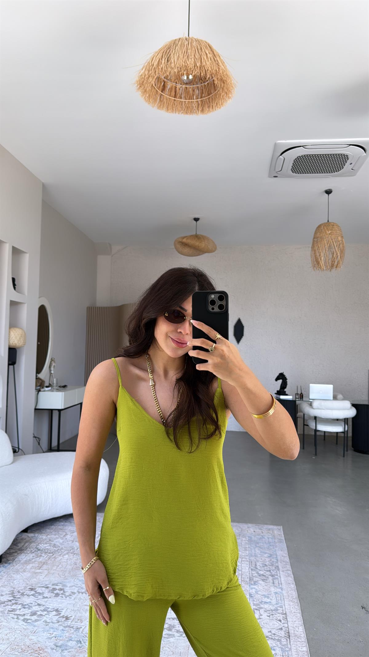 Olive İp Askılı Basic Tiril Takım