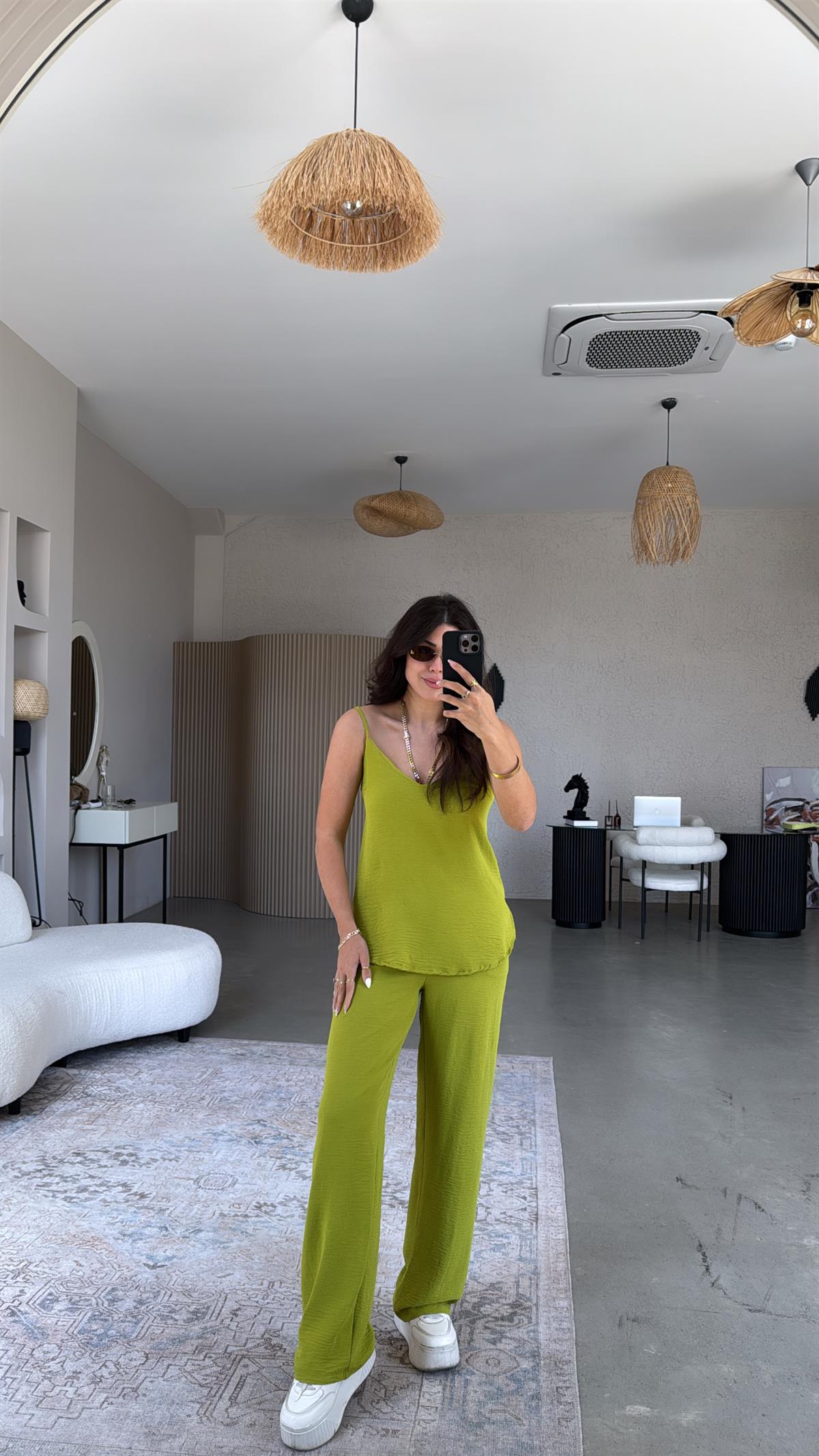 Olive İp Askılı Basic Tiril Takım