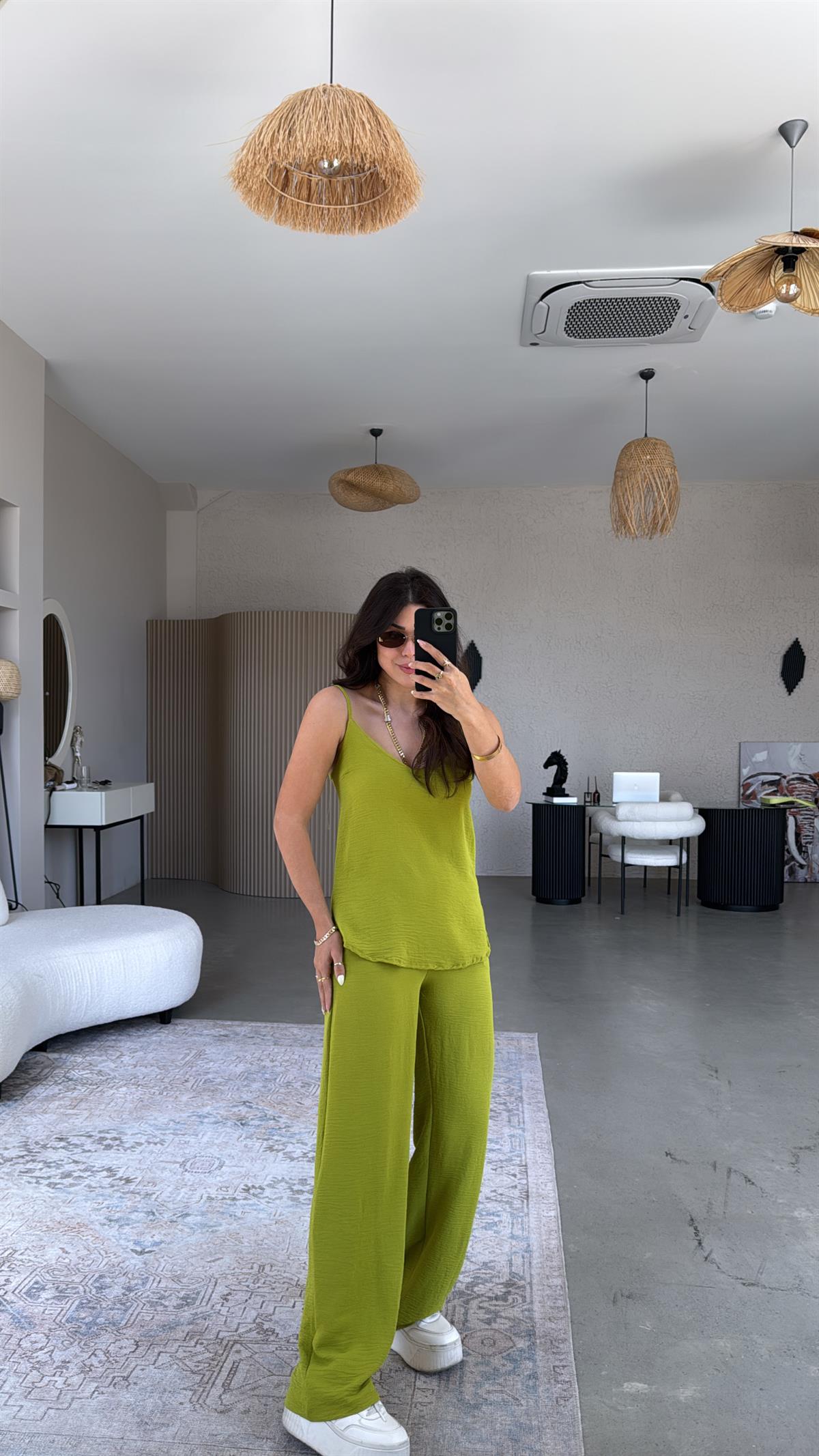 Olive İp Askılı Basic Tiril Takım