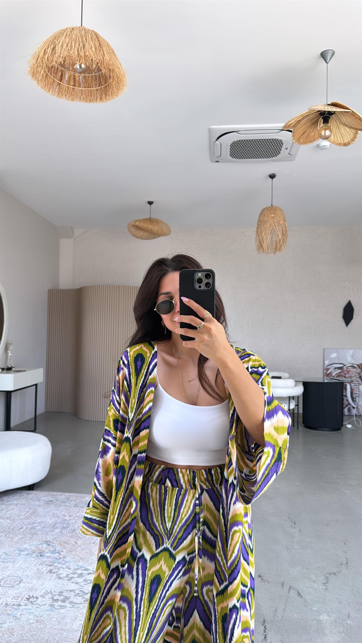 Olive Juna Kimono Pantolon Takım