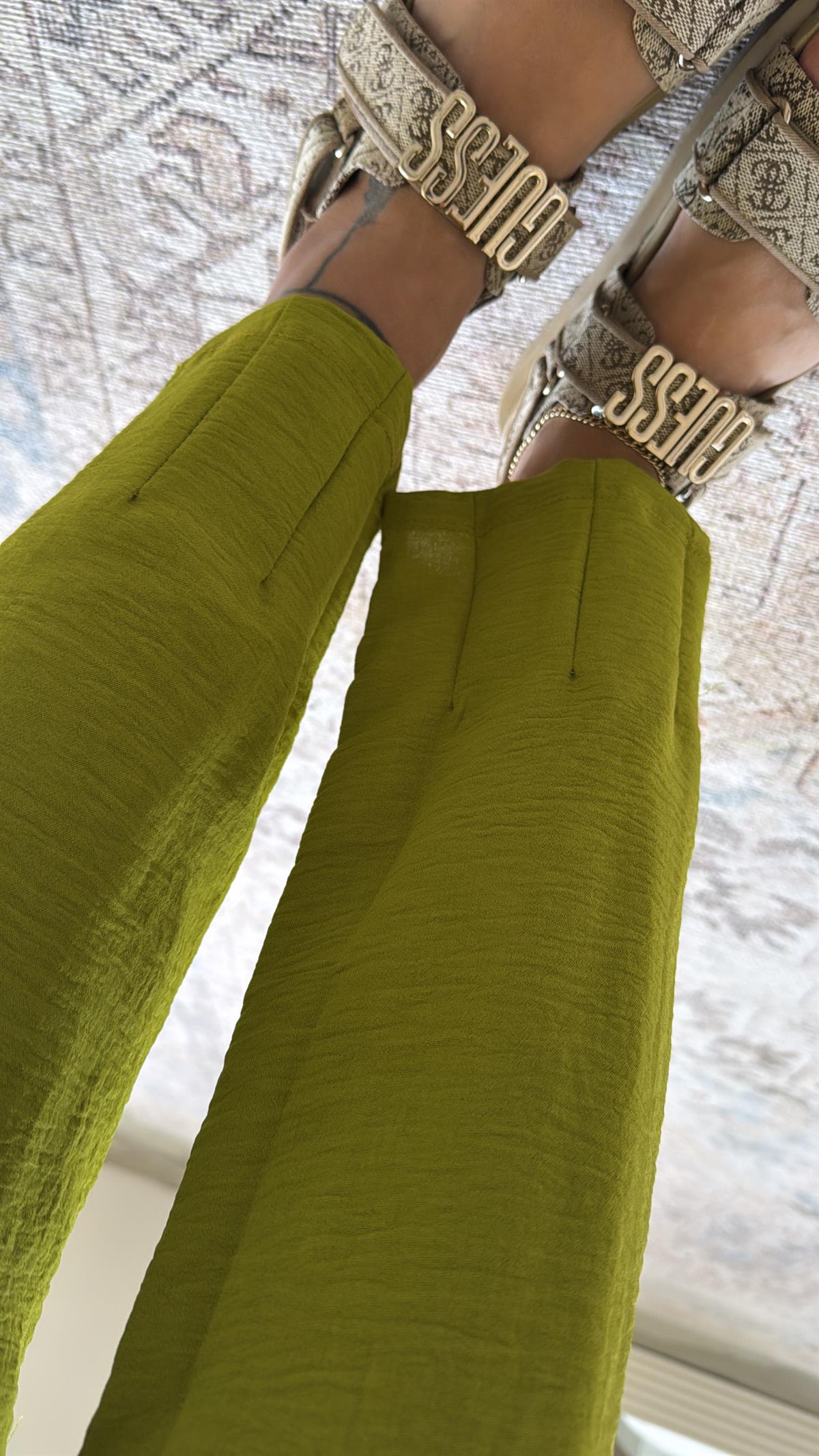 Olive Paça Pensli Pantolon Bluz Takım