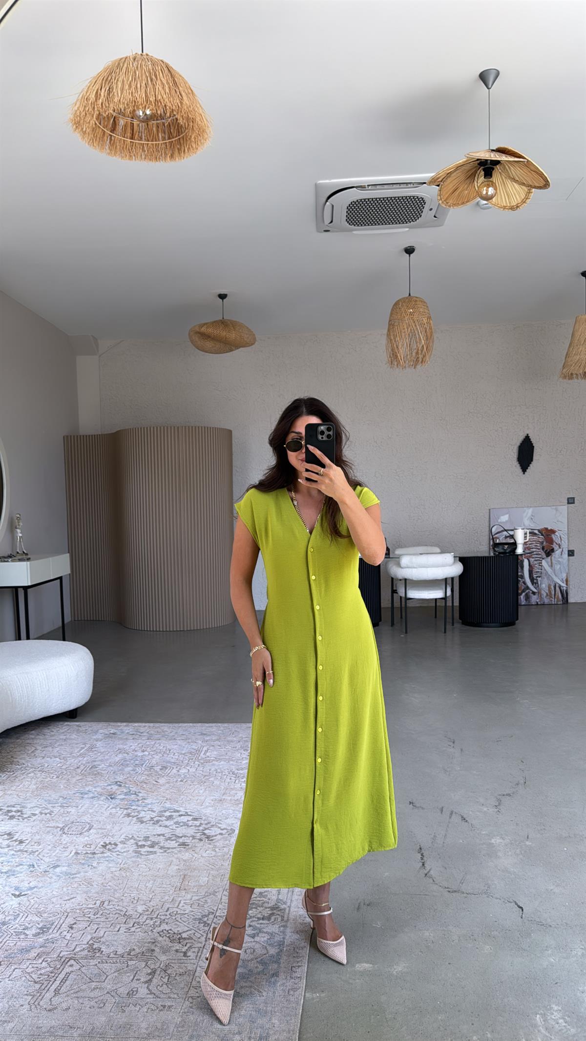Olive Zr Model Düğmeli Aerobin Elbise