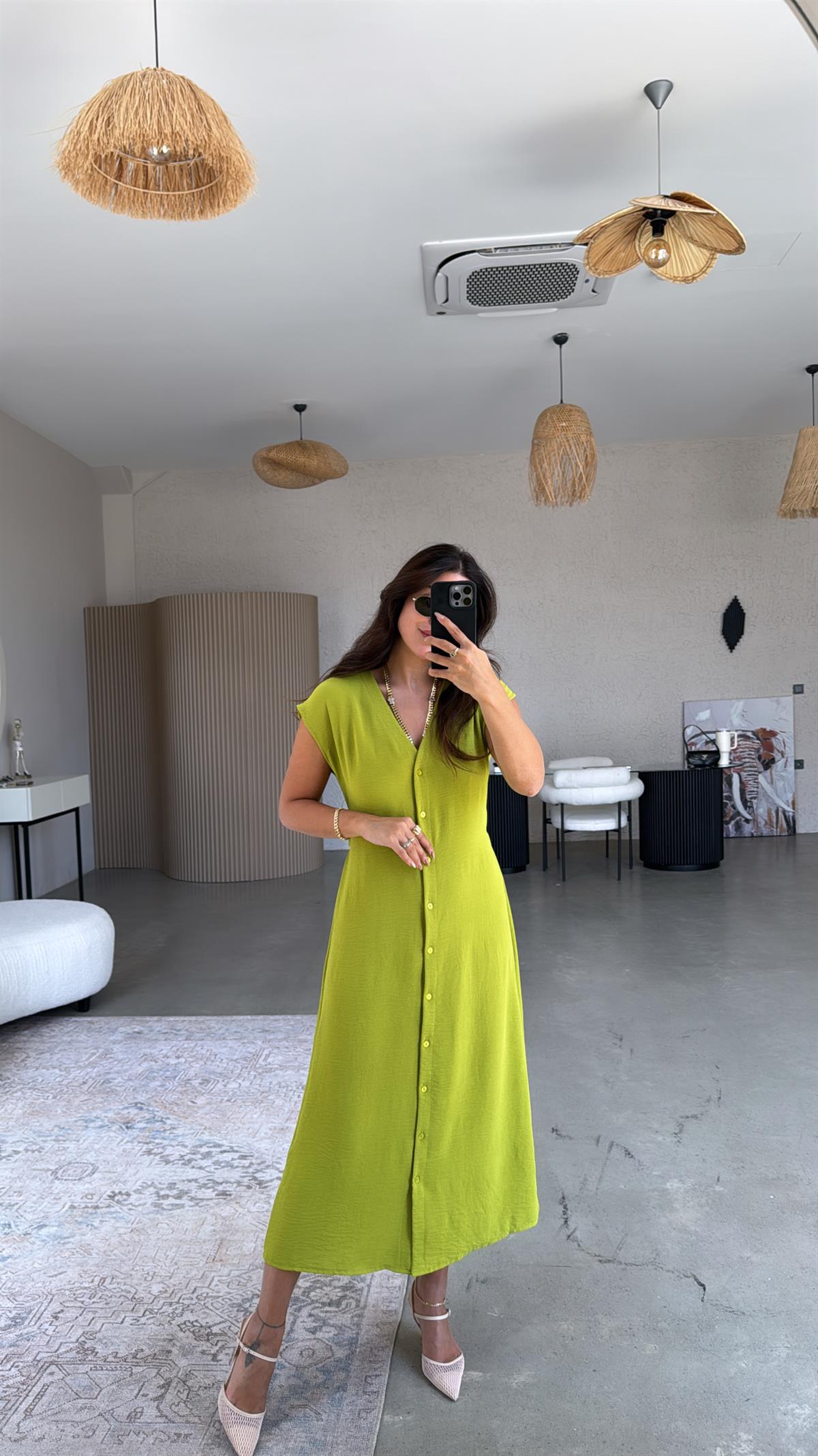 Olive Zr Model Düğmeli Aerobin Elbise