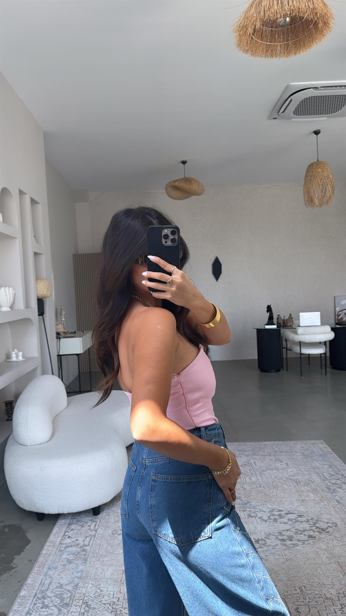 Orijinal Bol Paça Taşlı Jean