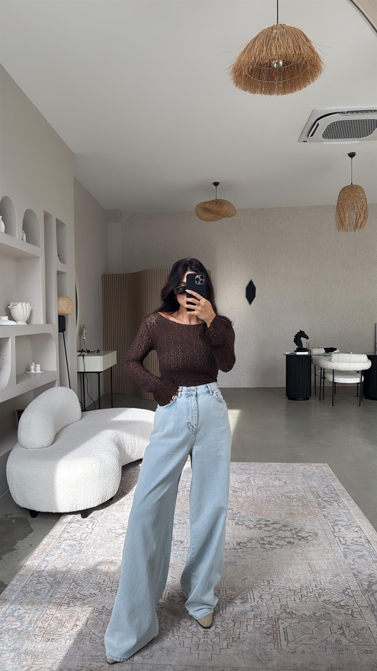 Orijinal ZR Buz Mavi Oversize Wide Leg Jean