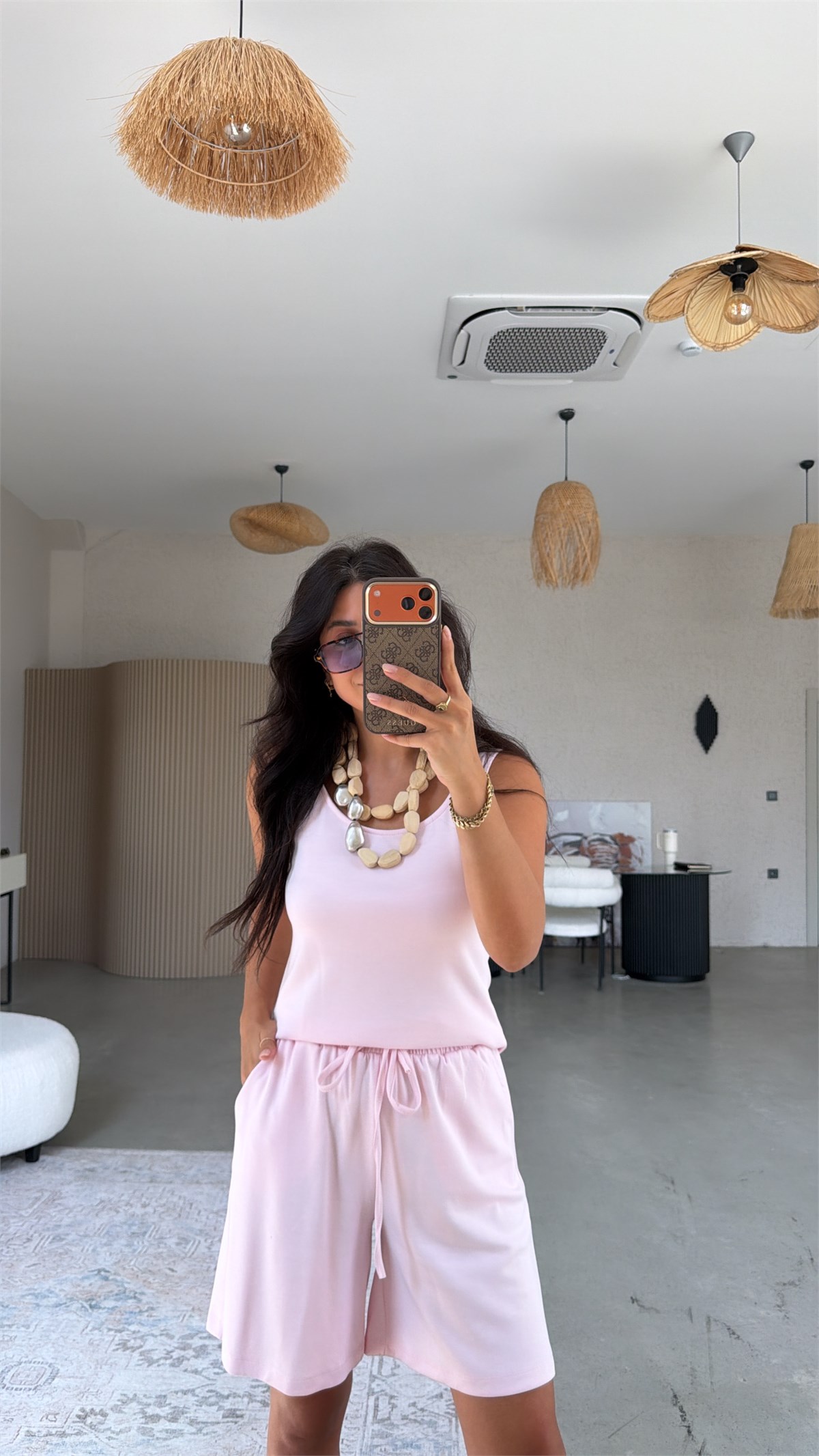 Pembe Modal Atlet Şort Takım