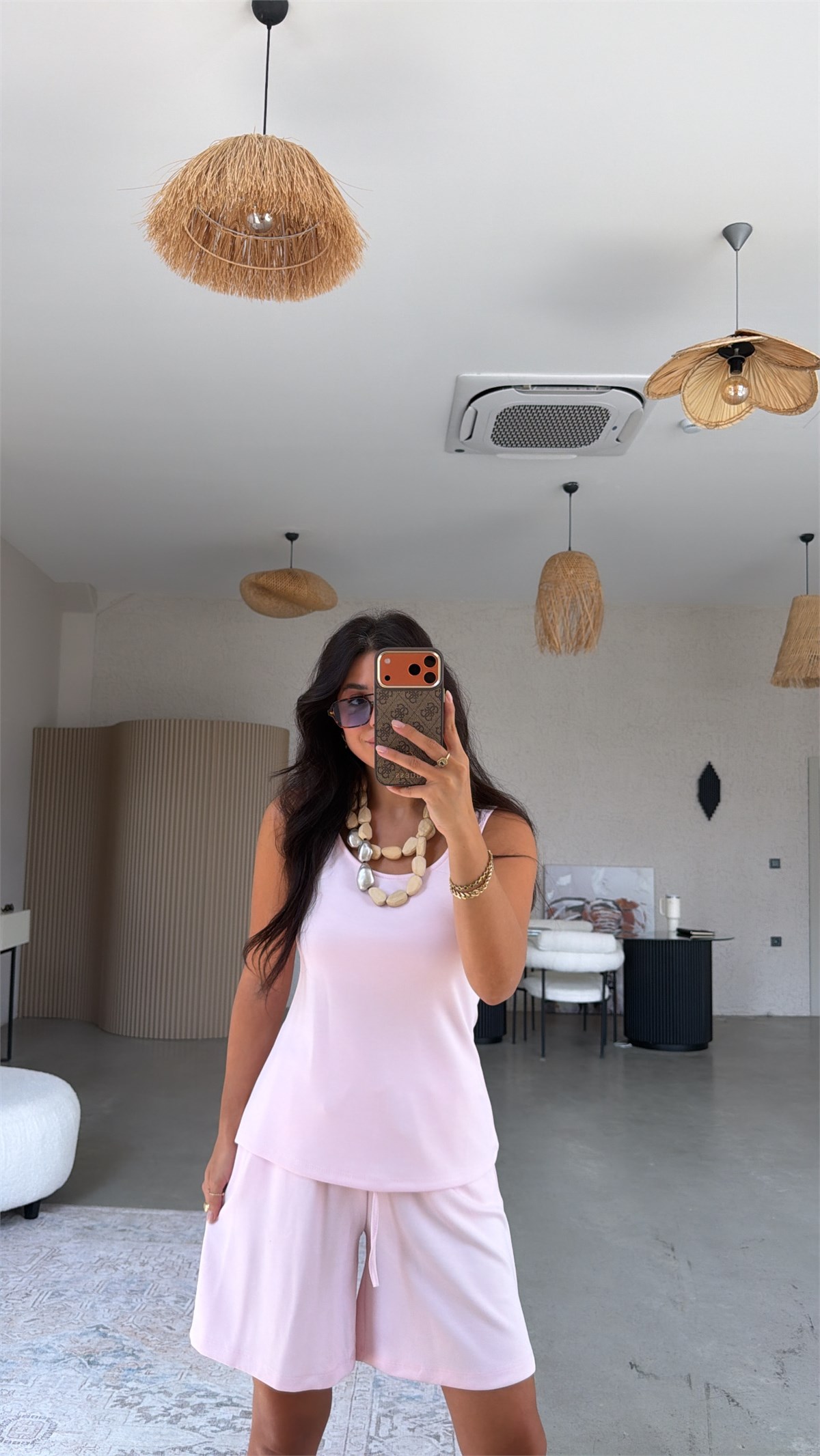 Pembe Modal Atlet Şort Takım