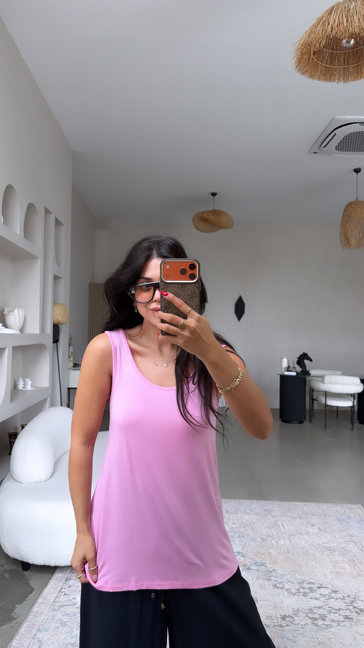 Pembe Oval Bitişli Salaş Atlet