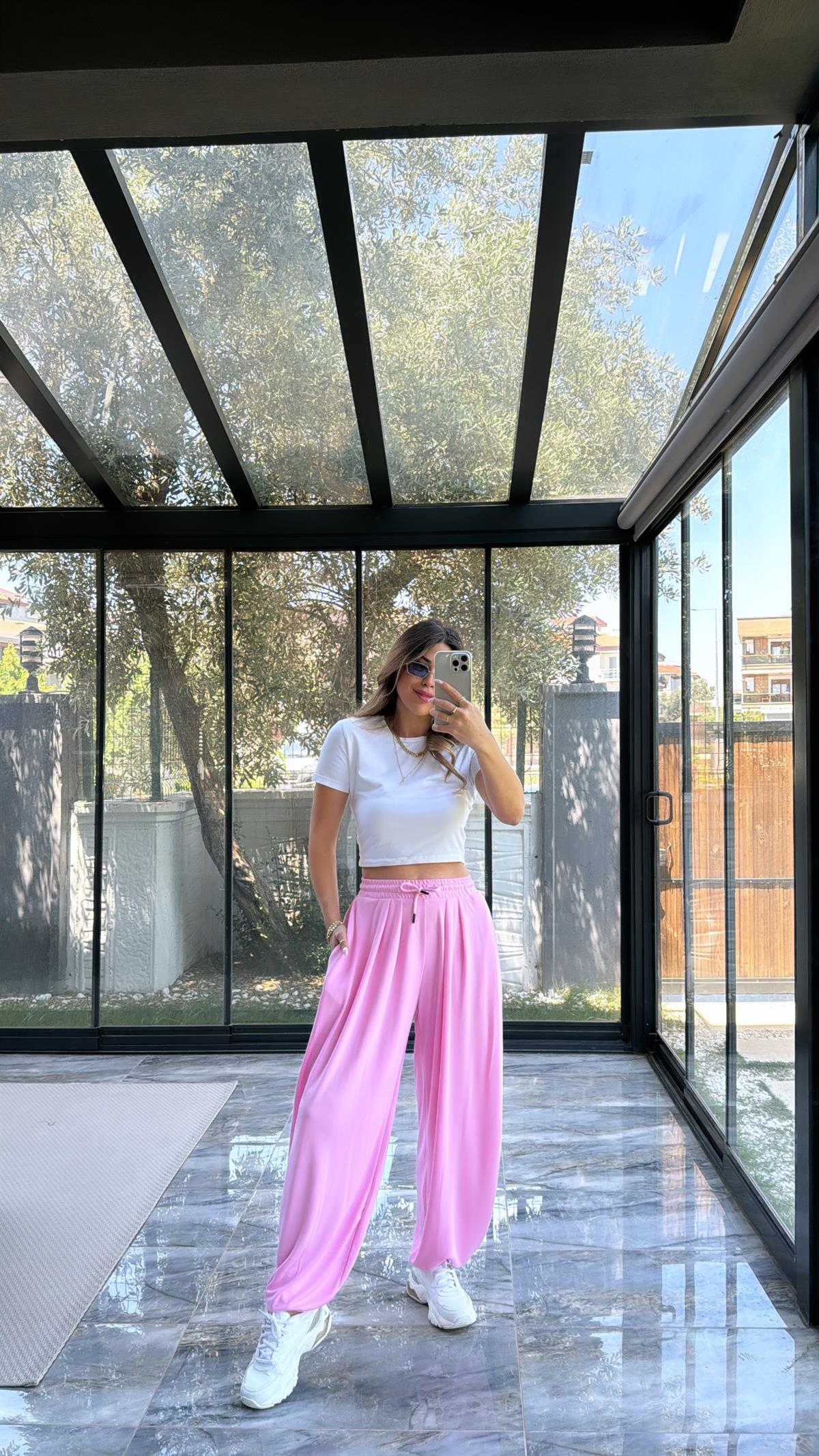 Pembe Şalvar Modal Pantolon