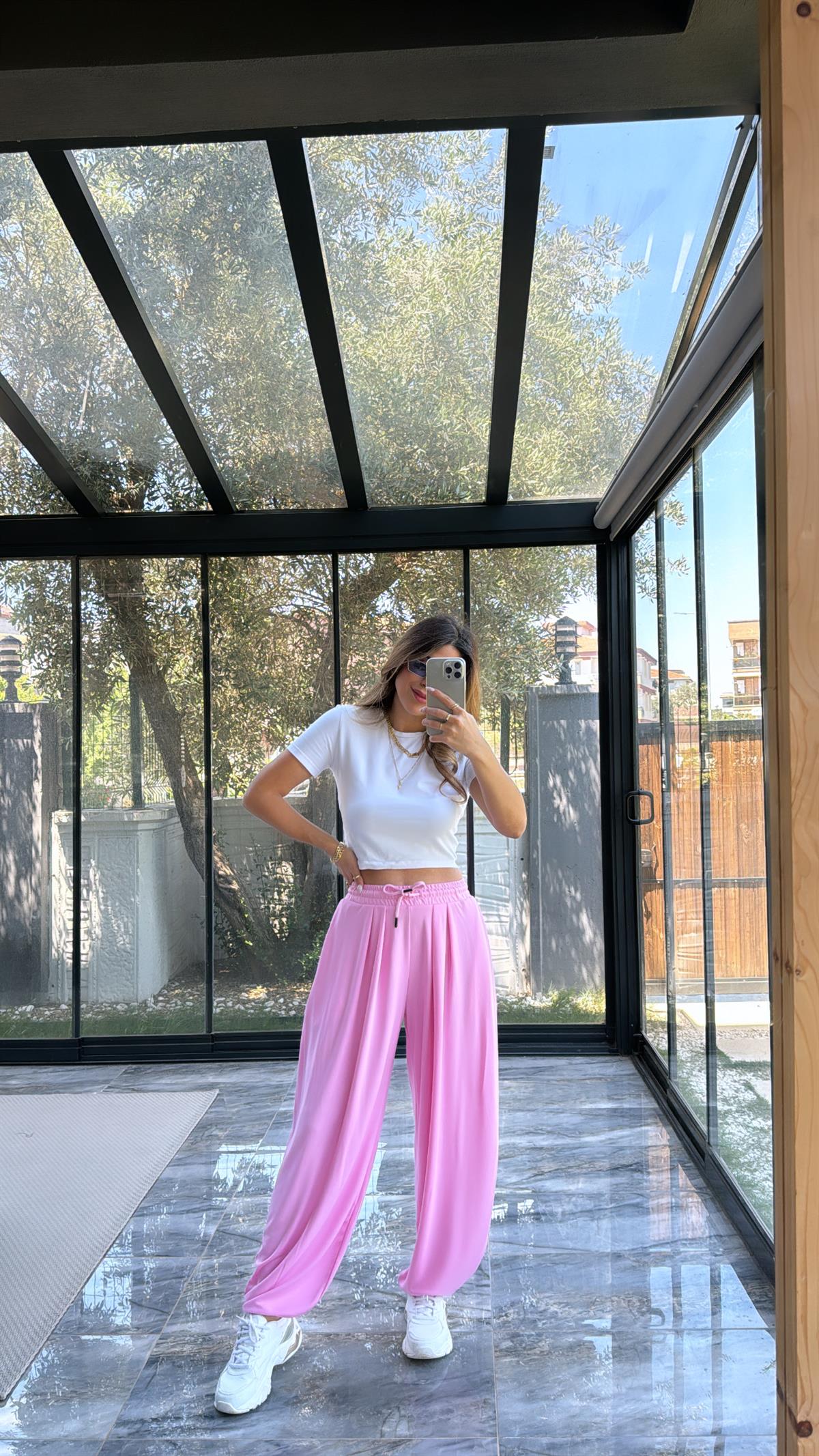 Pembe Şalvar Modal Pantolon