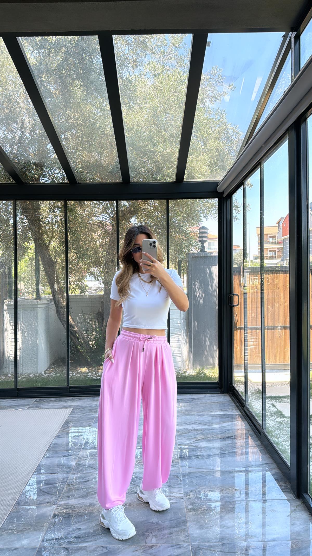 Pembe Şalvar Modal Pantolon