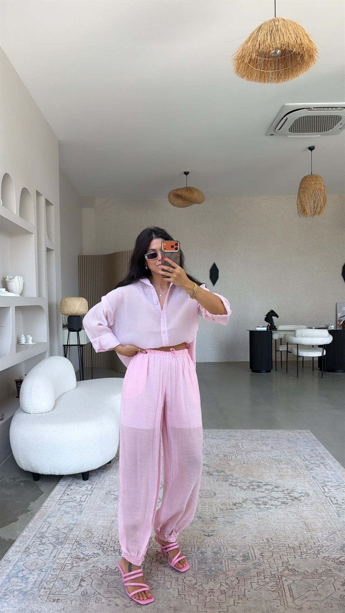 Pembe Şort Astarlı Şalvar Pantolon