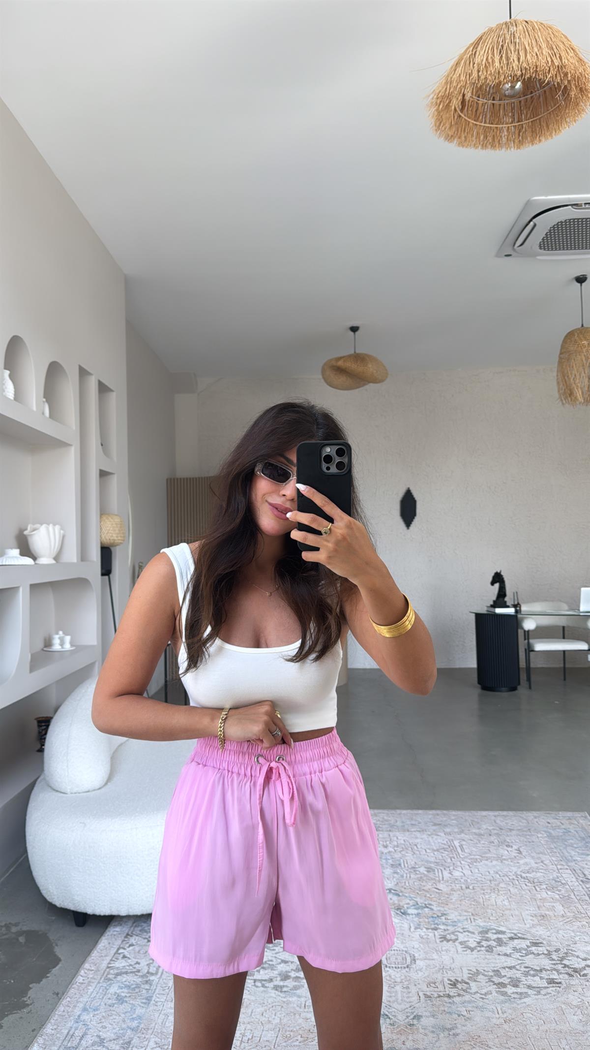 Pembe Tensel Basic Şort