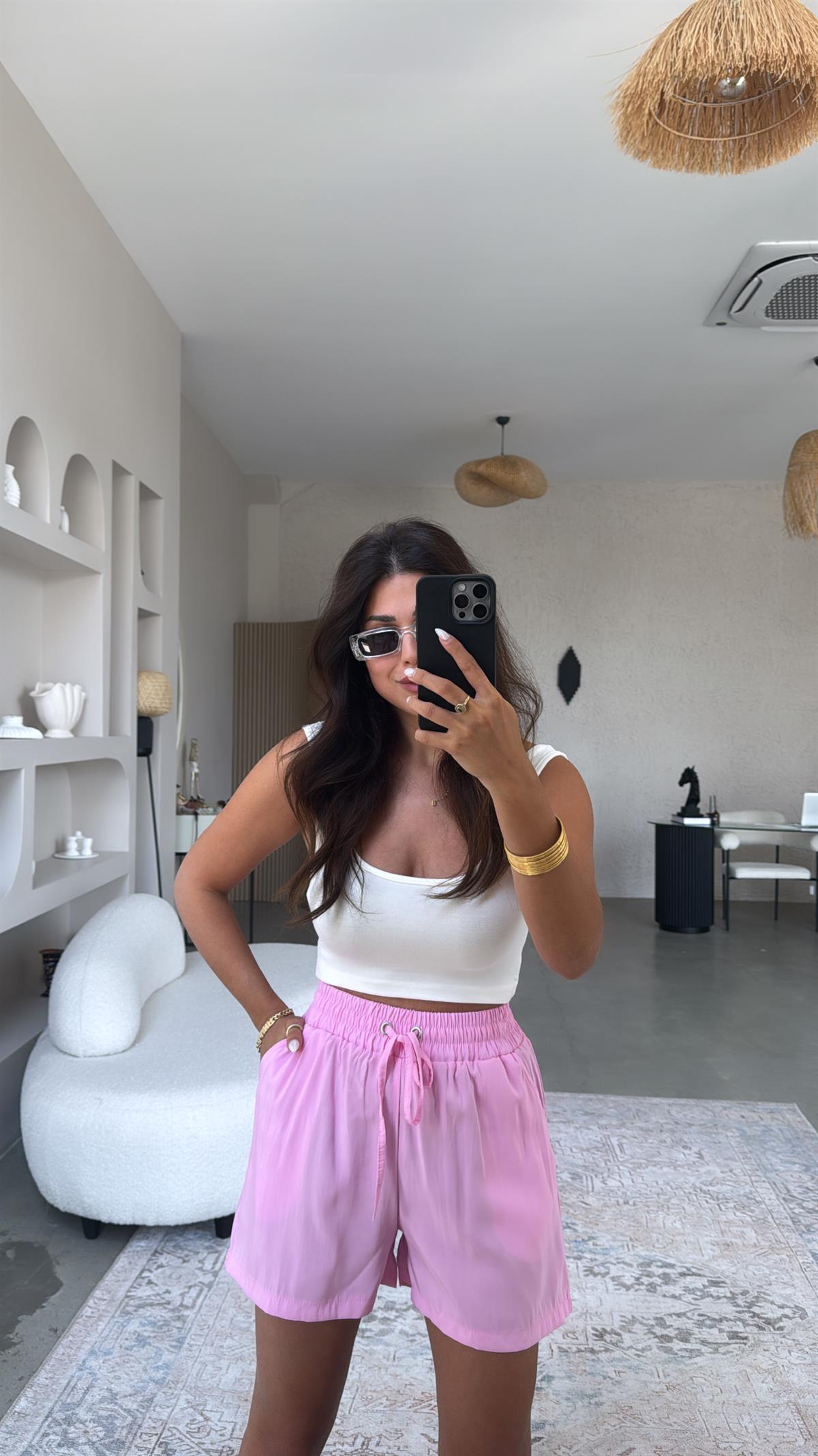 Pembe Tensel Basic Şort