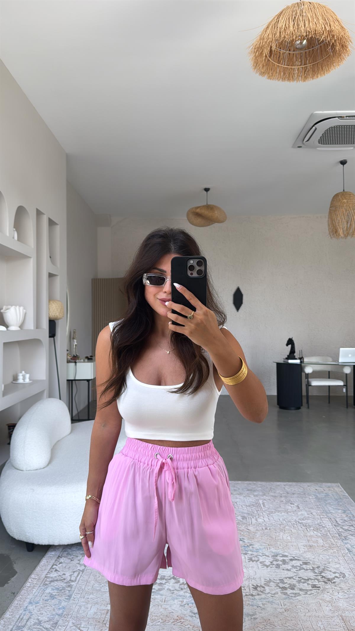 Pembe Tensel Basic Şort