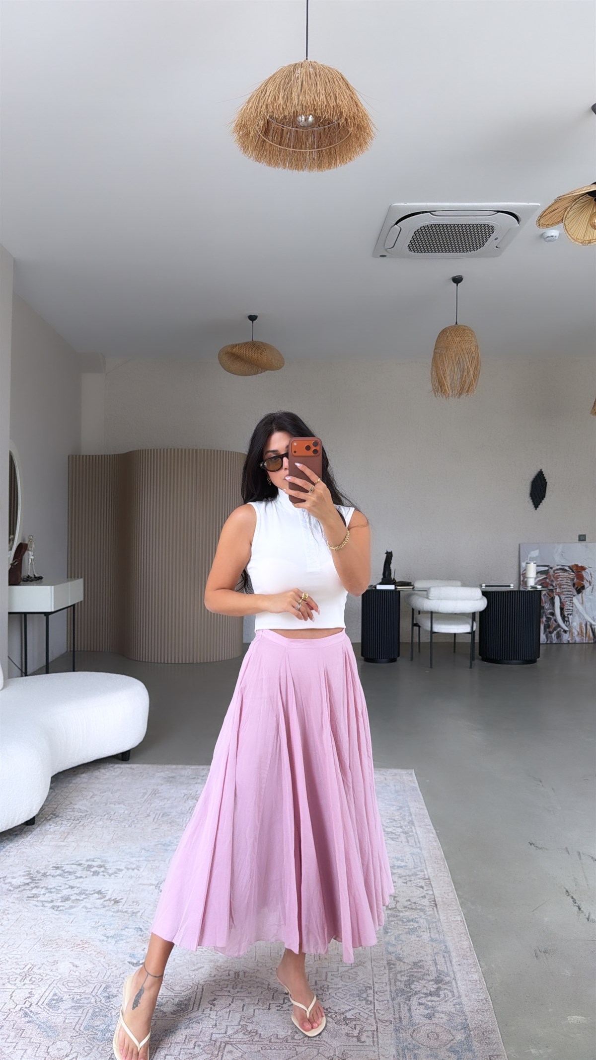 Pembe ZR Orijinal Pamuklu Kiloş Astarlı Etek