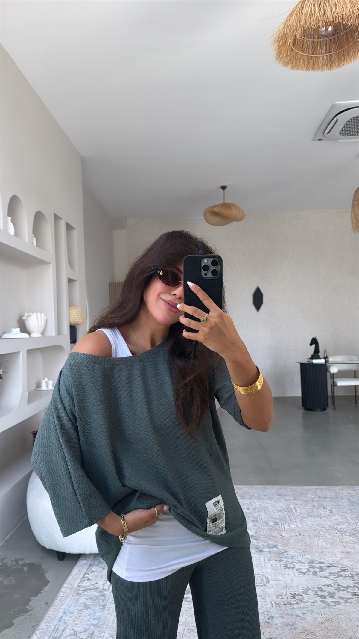 Petrol Yeşili Üçlü Takım