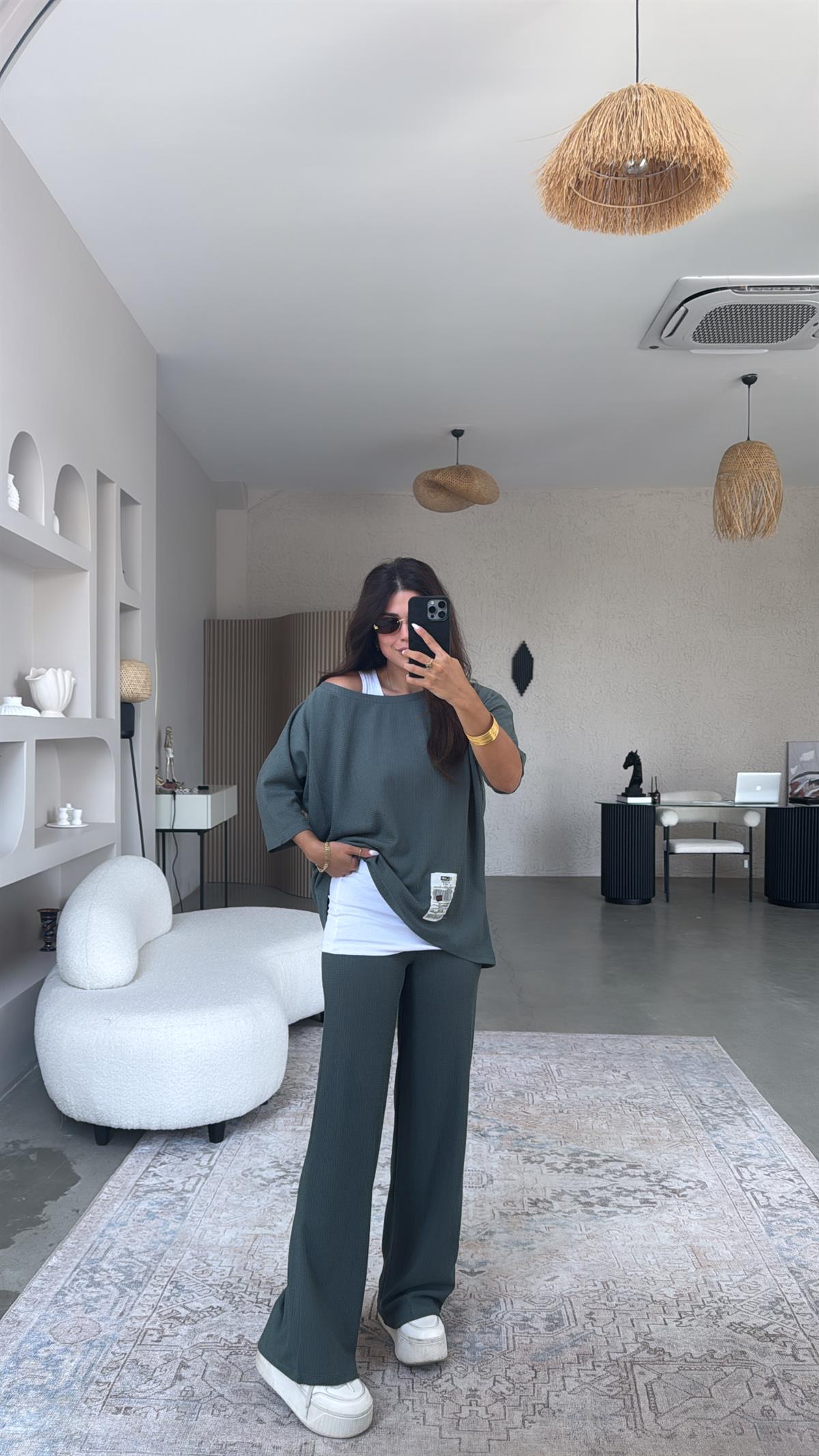 Petrol Yeşili Üçlü Takım