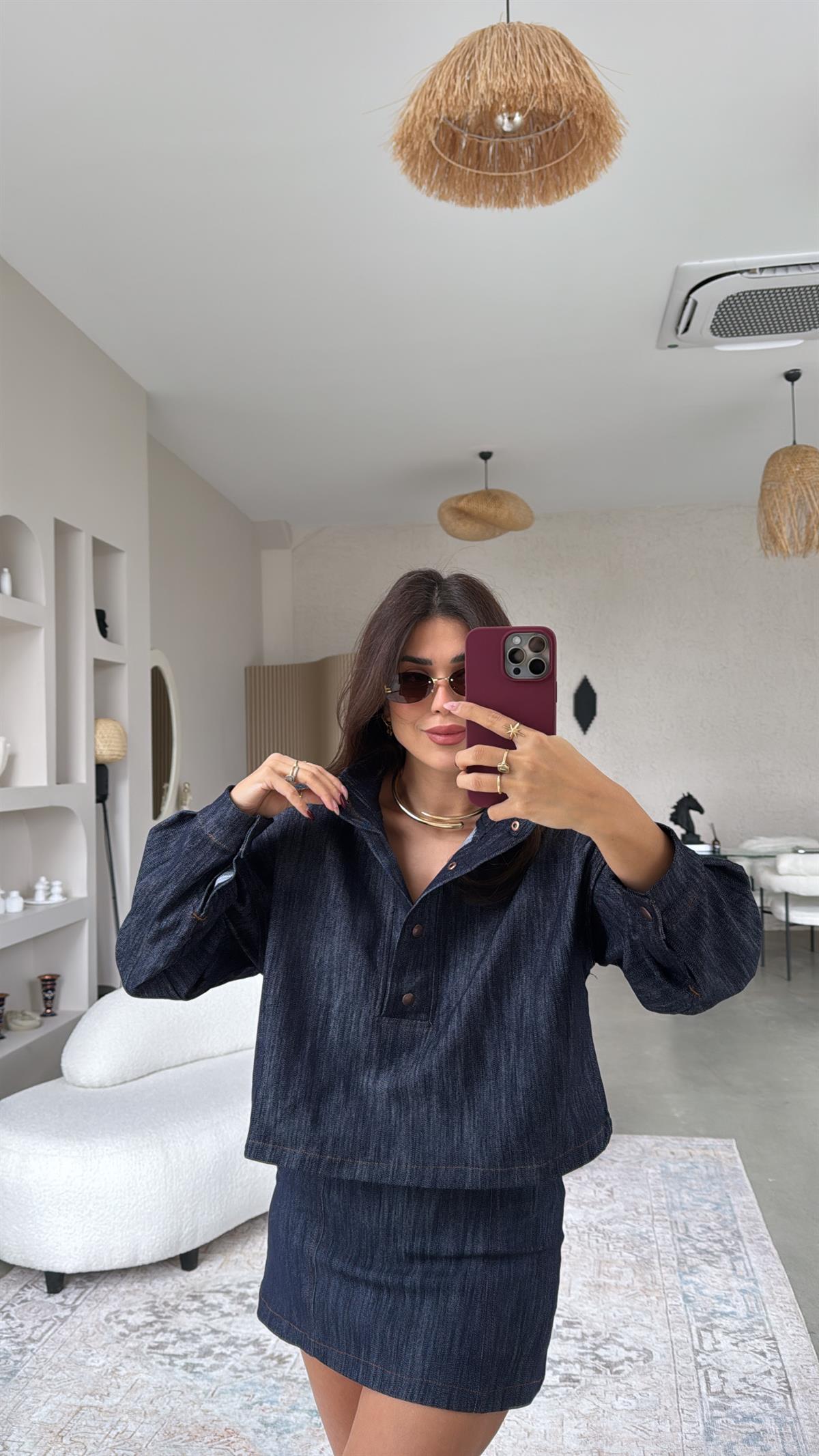 Premium Jean Anorak Sweatshirt