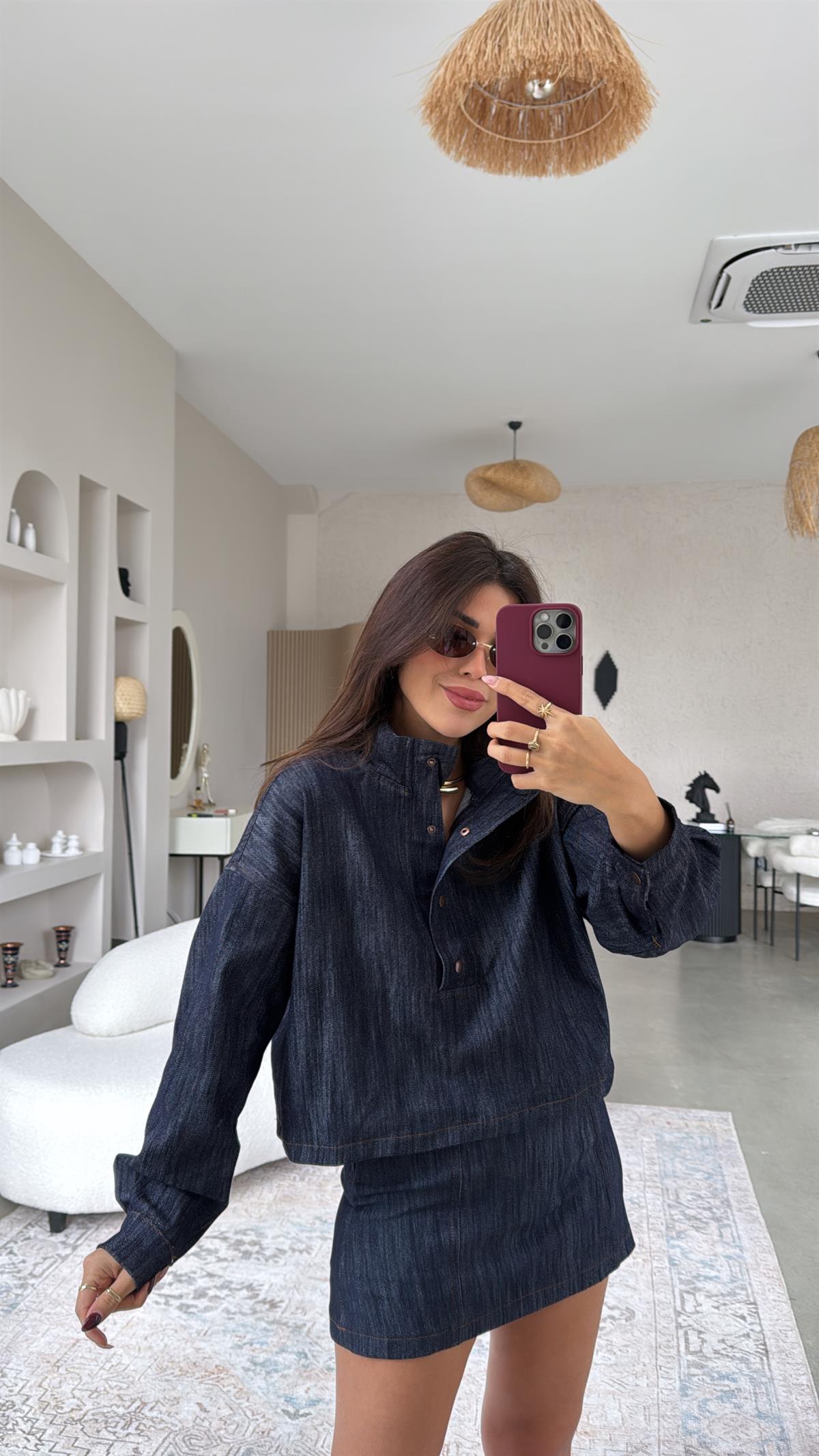 Premium Jean Anorak Sweatshirt