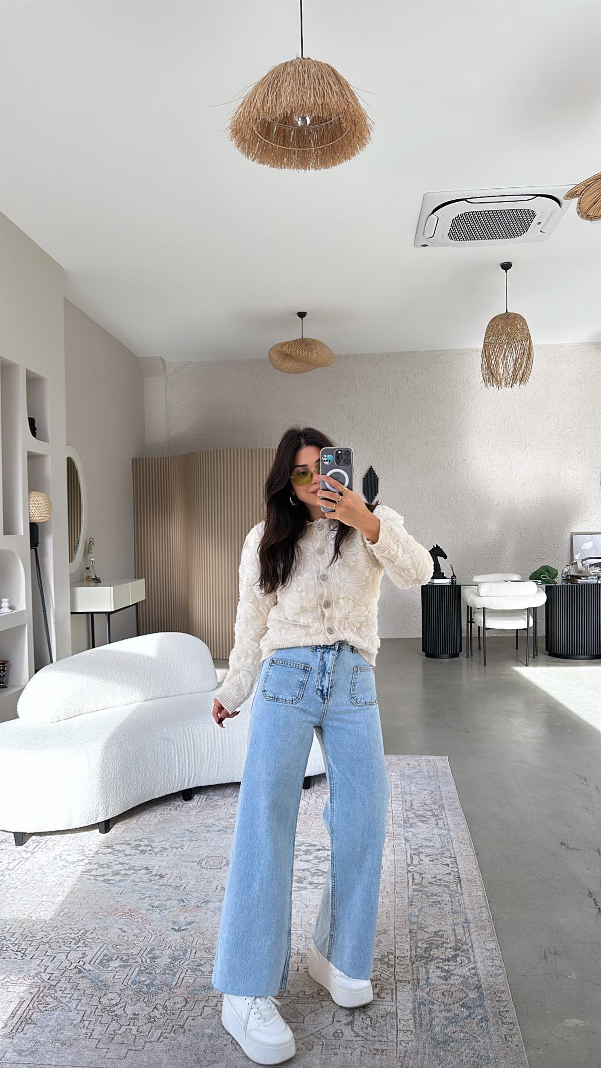 Premium Tül Payet İşlemeli Hırka