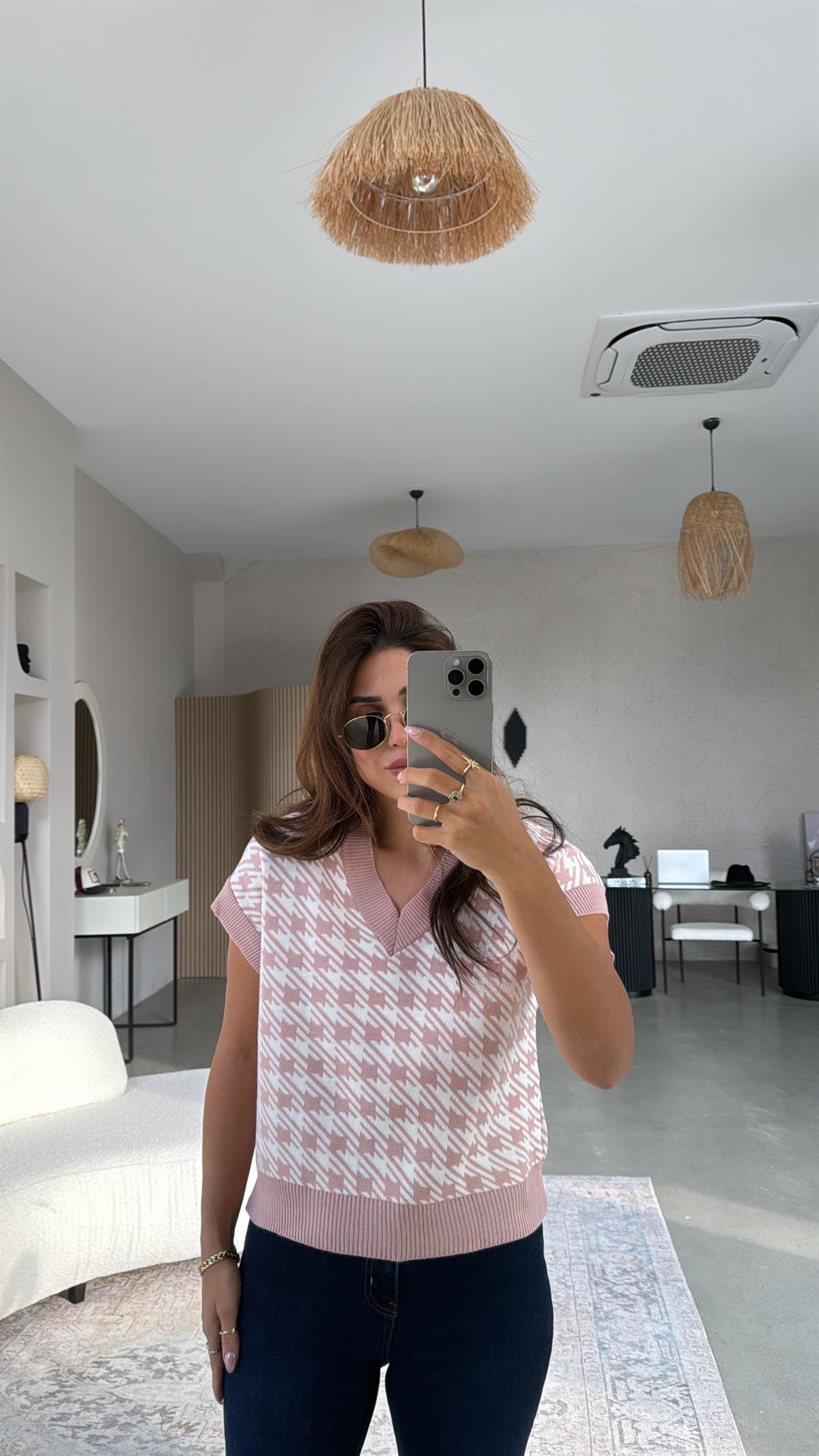 Pudra Kazayağı Triko Bluz