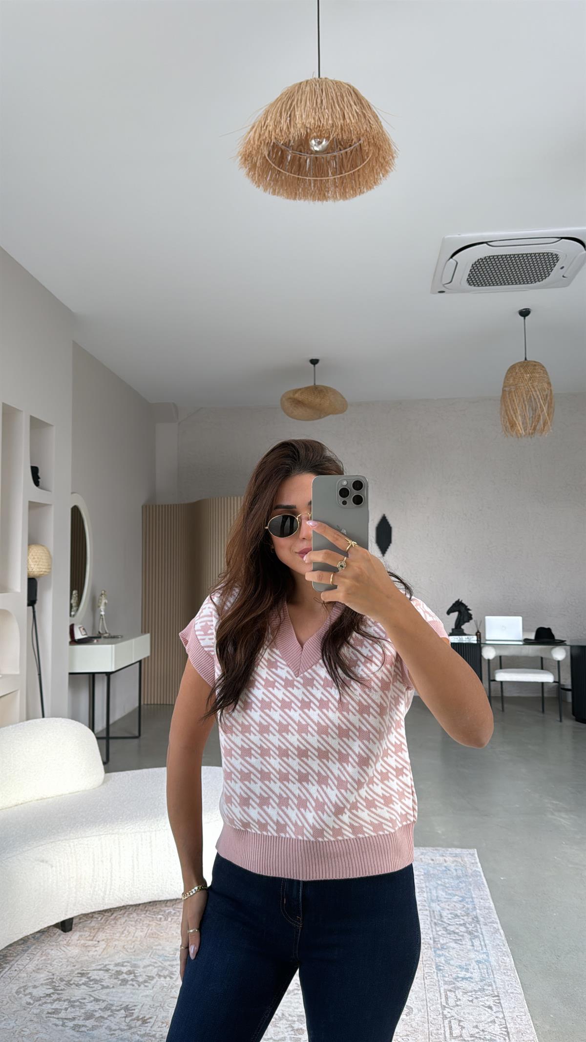 Pudra Kazayağı Triko Bluz