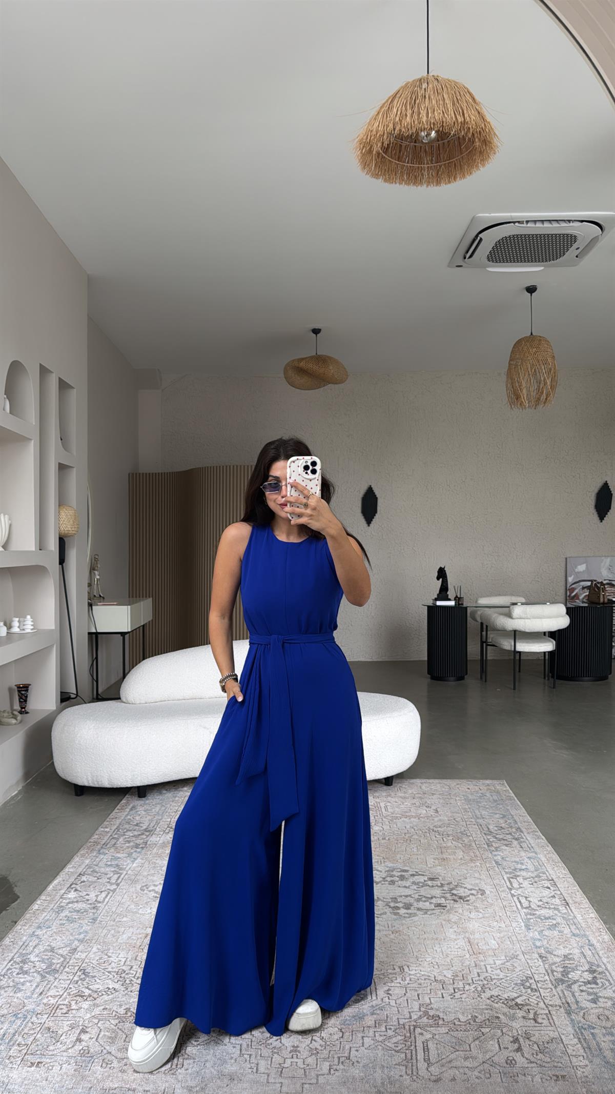 Saks Mavi Bol Paça Tulum