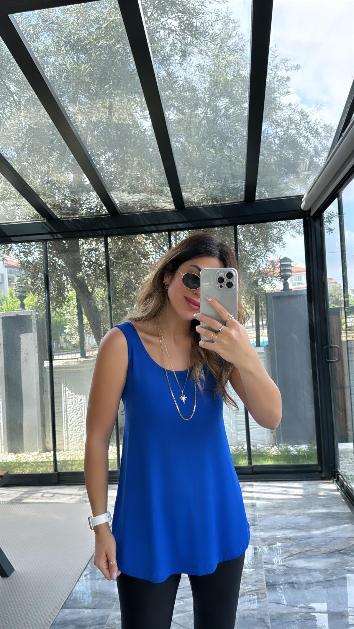 Saks Mavi Kalın Askı Salaş Atlet