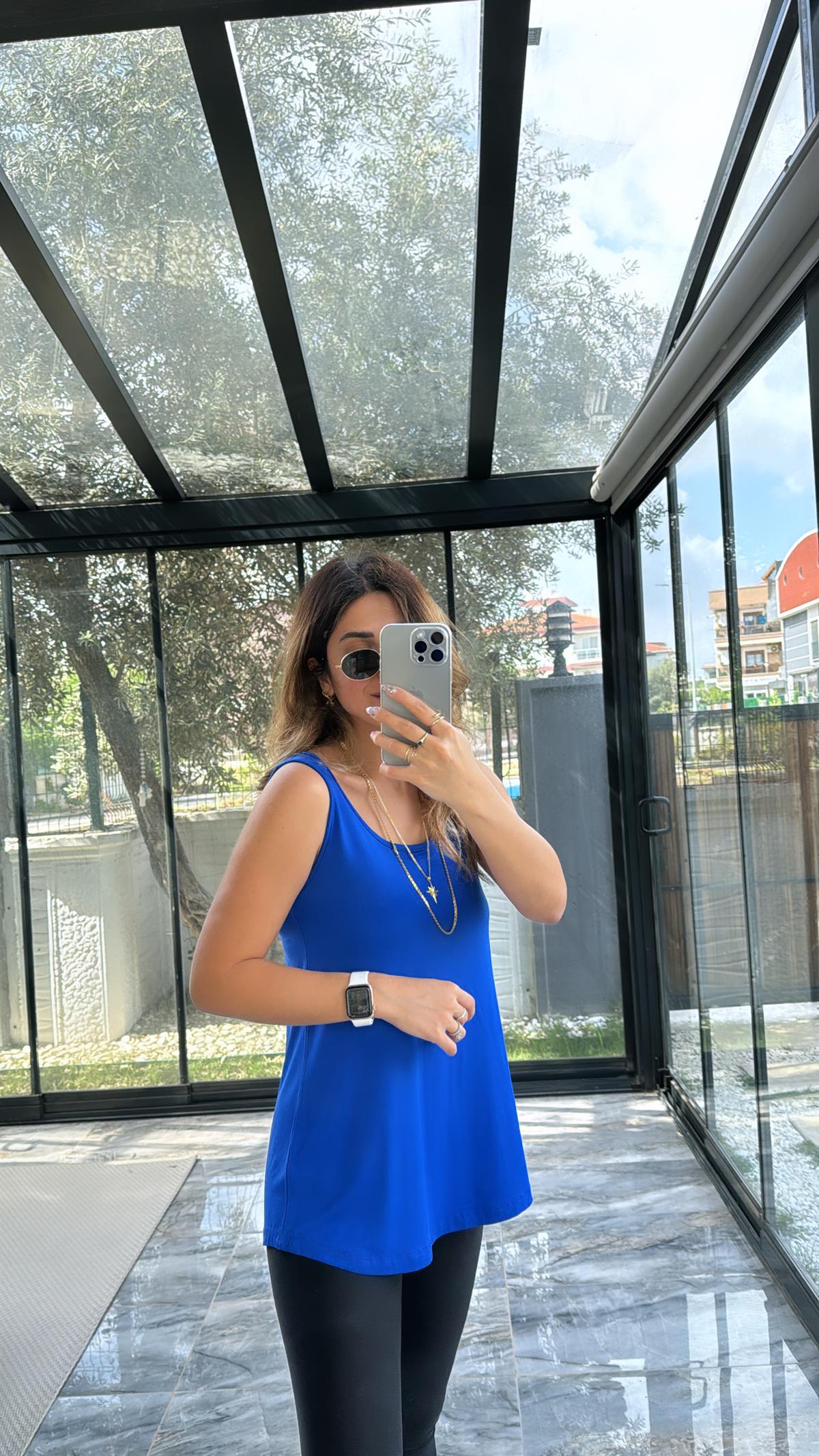 Saks Mavi Kalın Askı Salaş Atlet