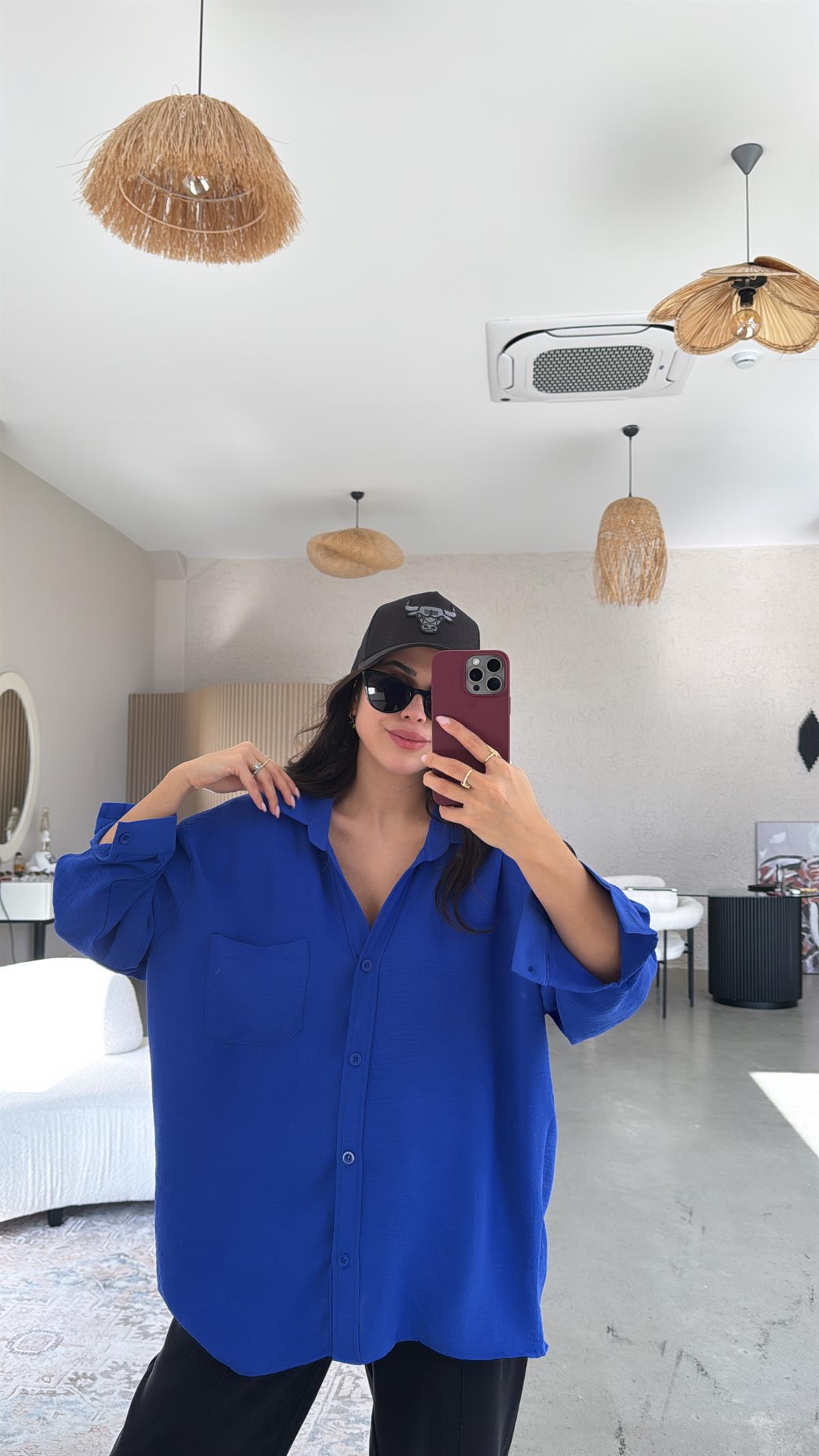 Saks Mavi Tiril Gömlek