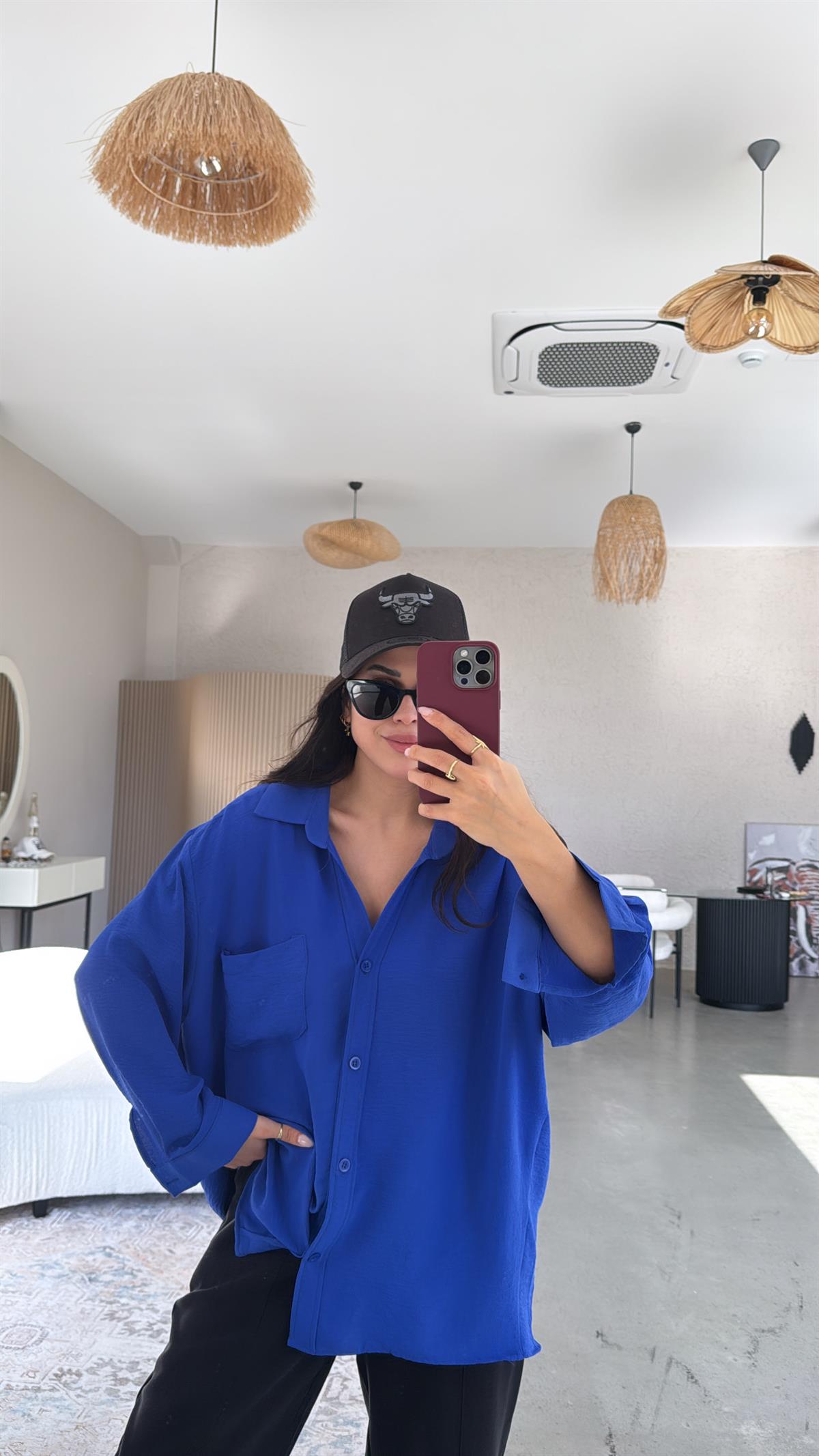 Saks Mavi Tiril Gömlek