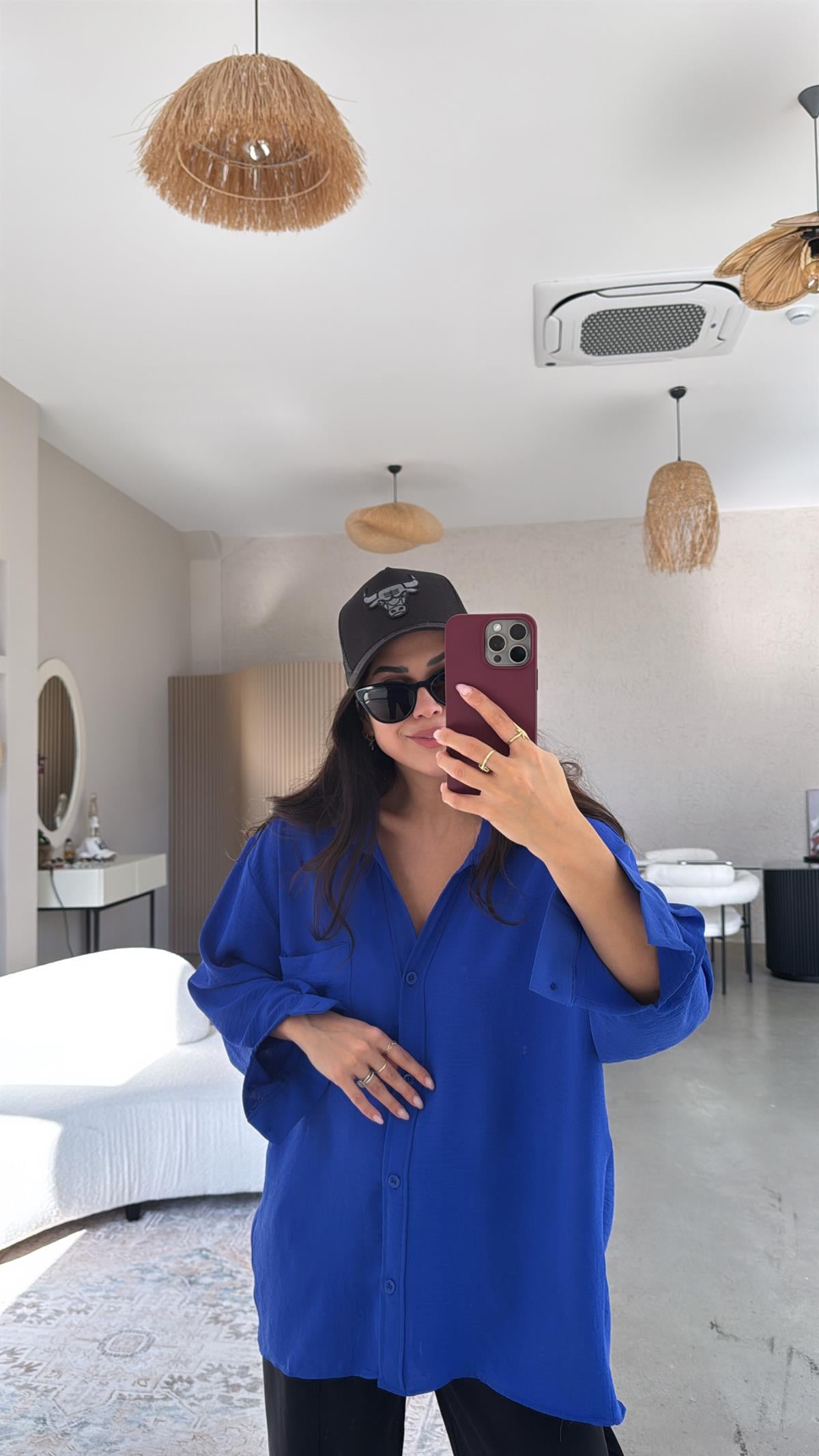 Saks Mavi Tiril Gömlek